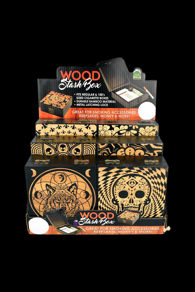 Awesome Etched Bamboo Stash Box Set - 6 Pack
