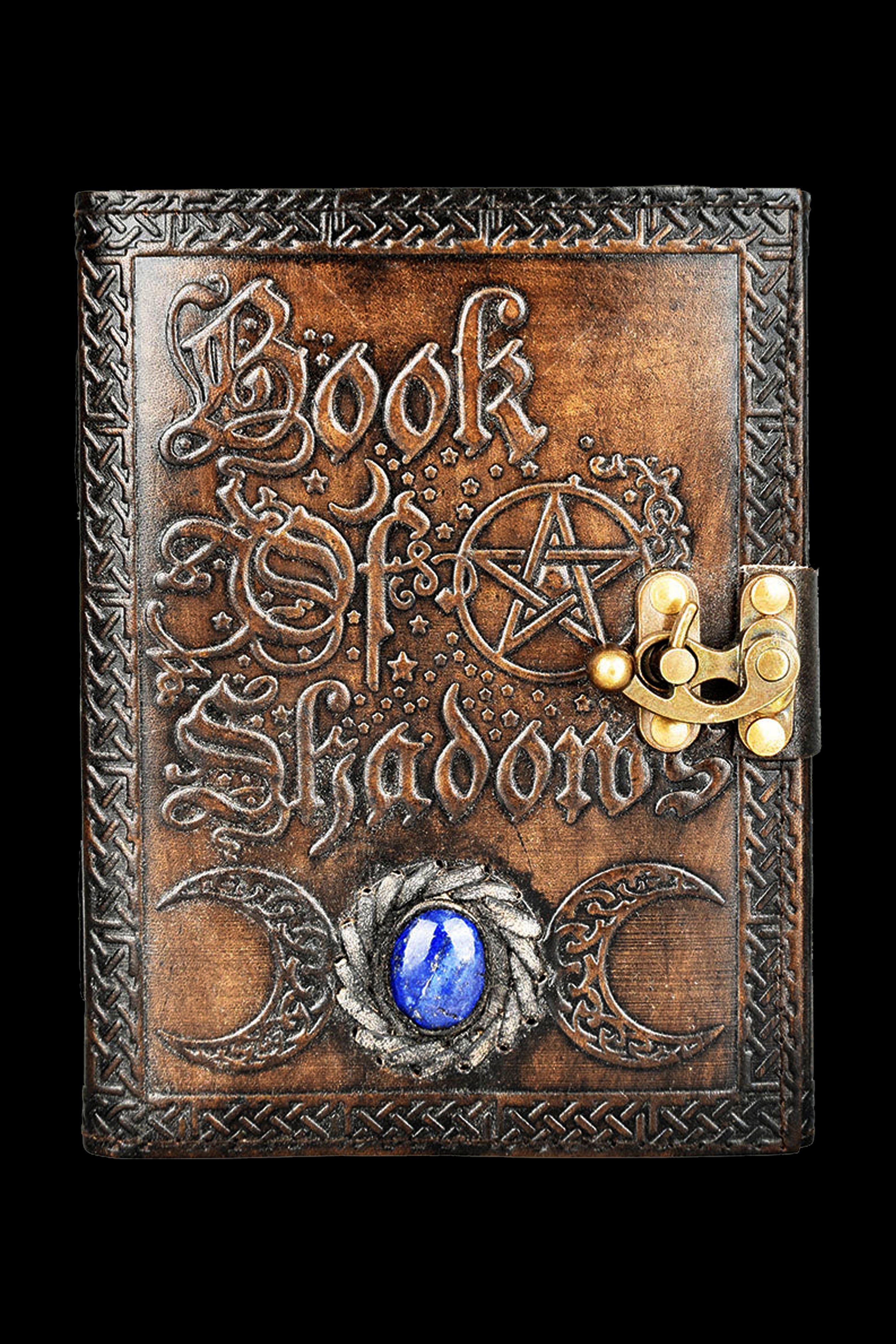 Enchanting Book Of Shadows Embossed Leather Journal with Metal Closure