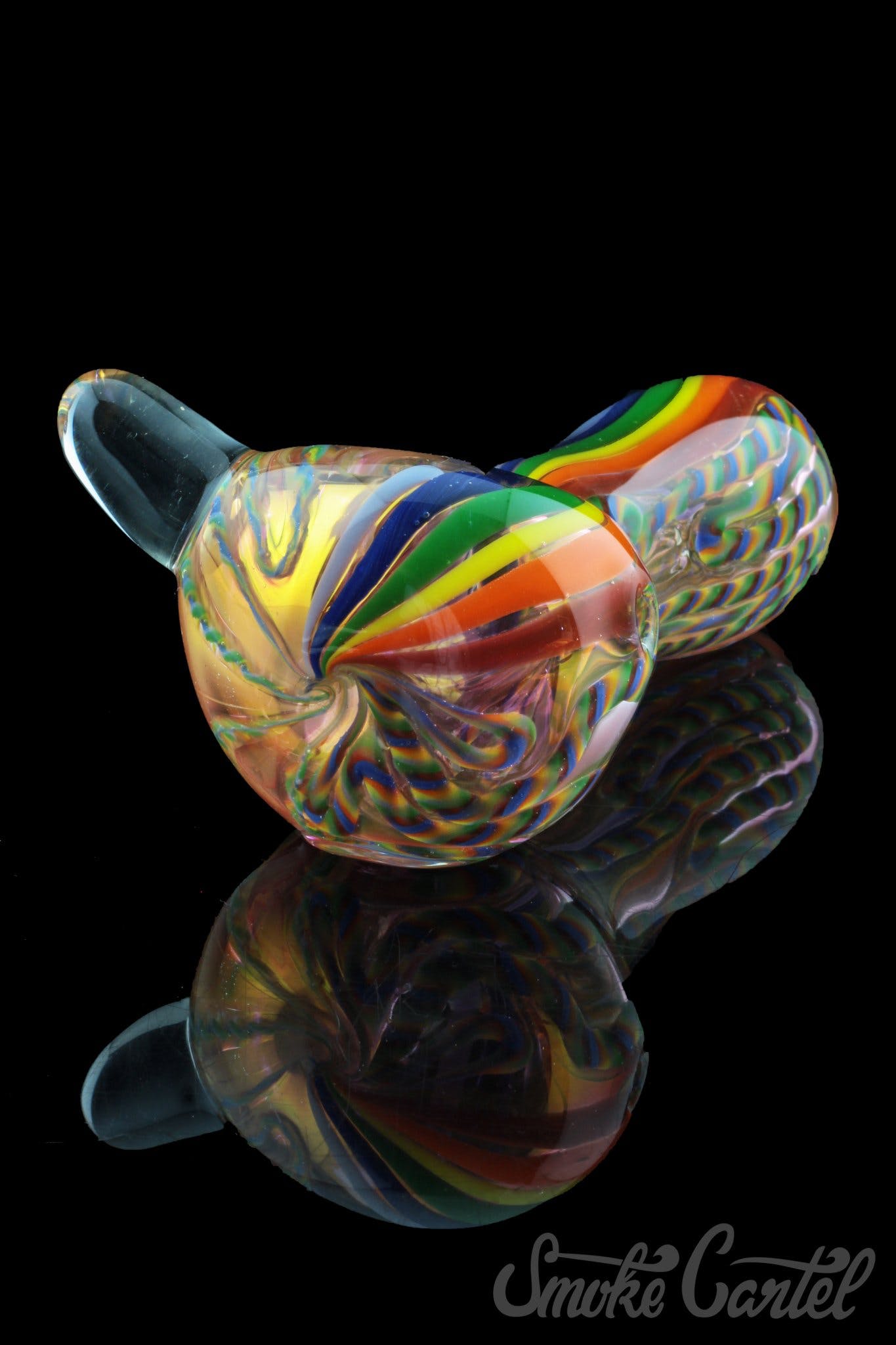 Stunning Heavy Cane Worked Rainbow Spoon - Rainbow Mega Pipe
