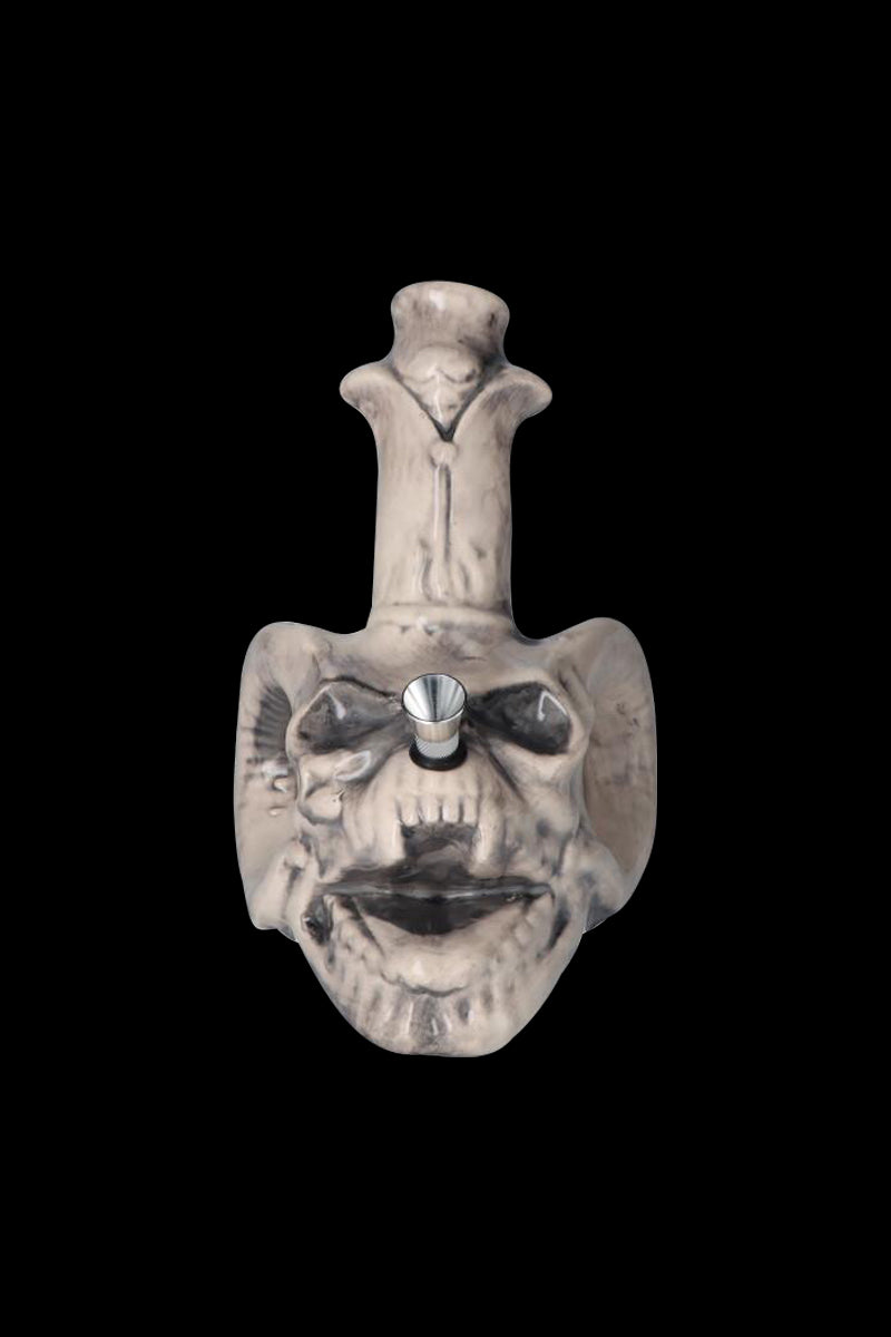 Stunning Horned Skull & Candle Ceramic Bong