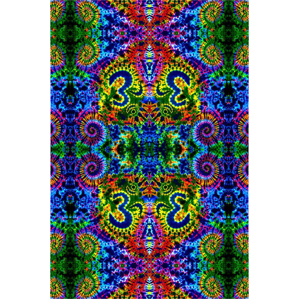 Feed A Hippie's Stunning Rainbow Om Tie - Dye Tapestry