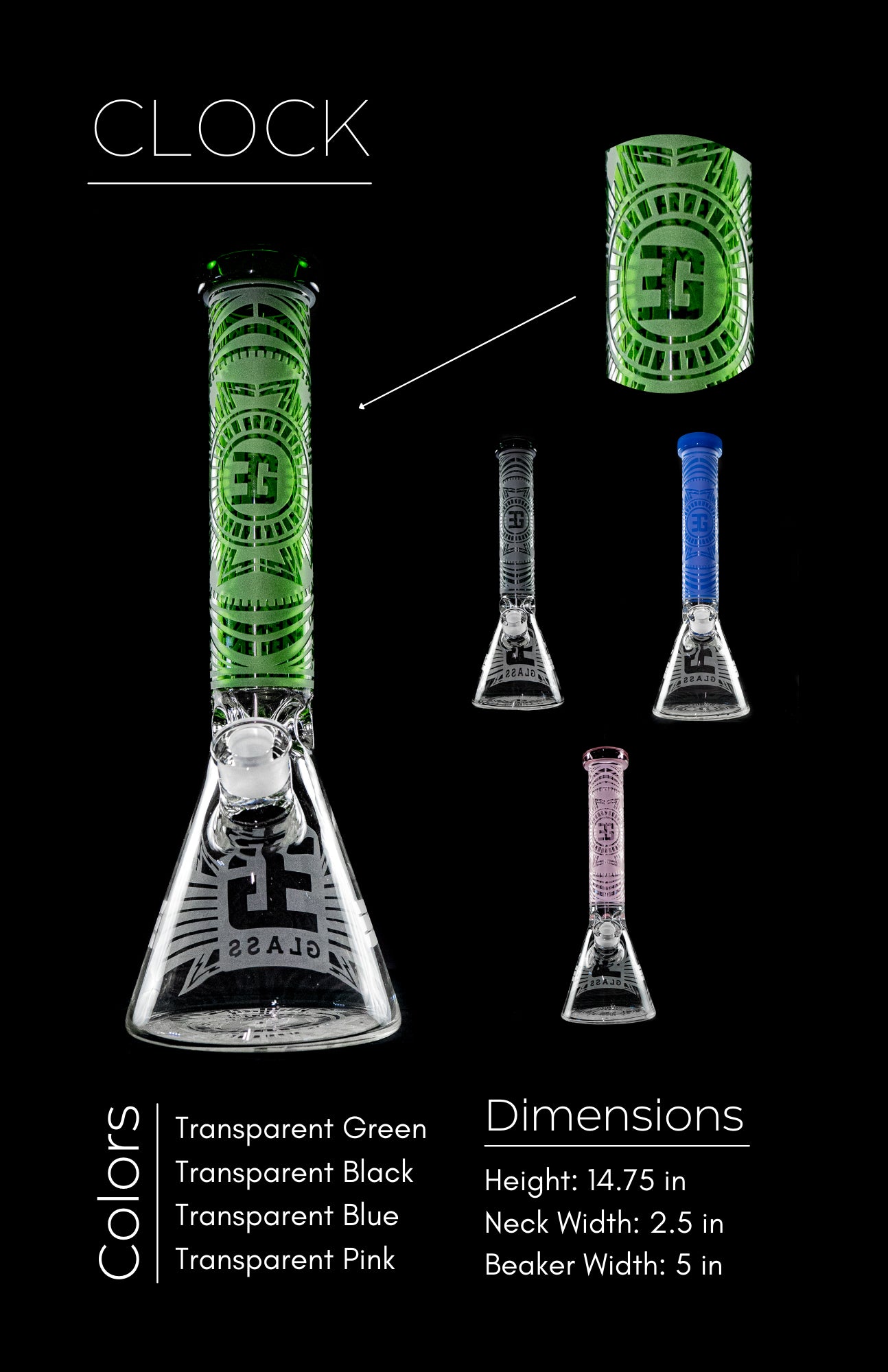 EG Glass Stunning Clock Water Pipe