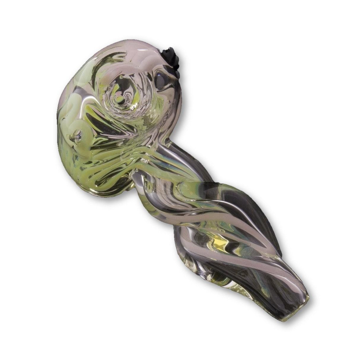 Stunning Green Slyme & Bubble Gum Inside-Out Pipe with Black Marbles