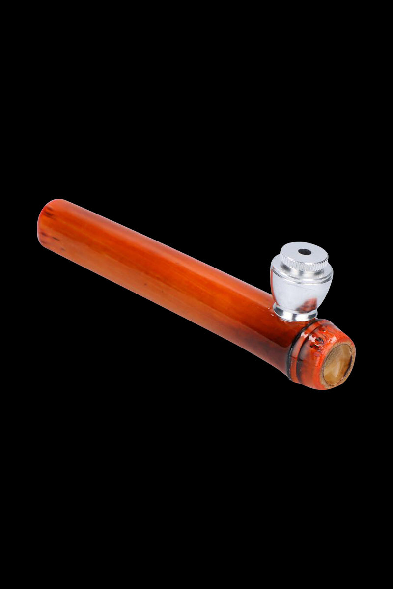 Elegant Bamboo Steamroller Pipe with Capped Herb Bowl
