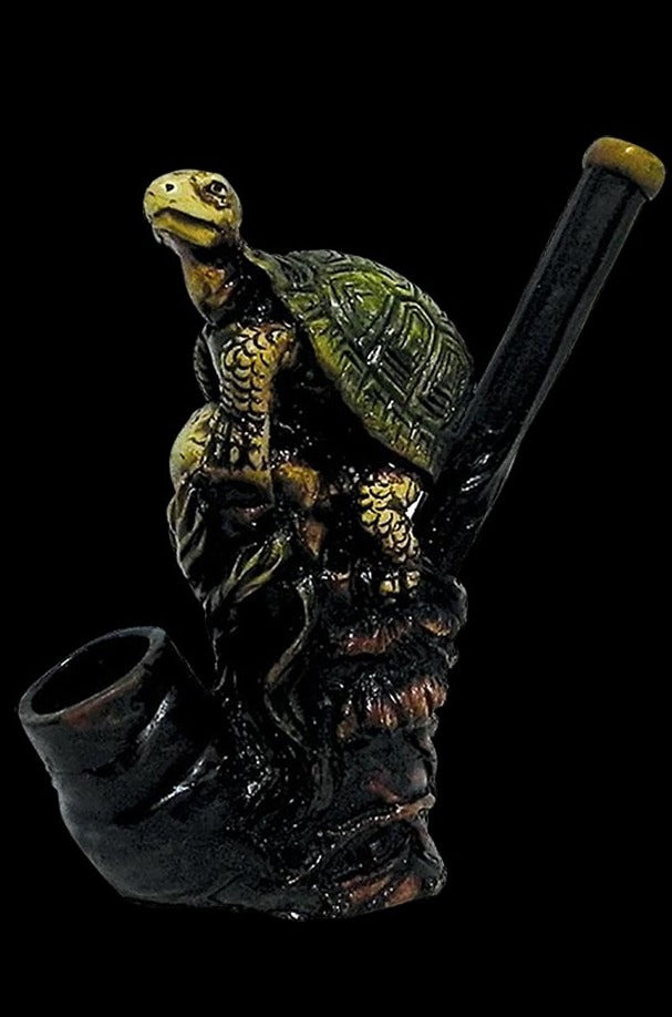 Exquisite Perched Turtle Medium Hand Pipe - A Must - Have Smoking Gem
