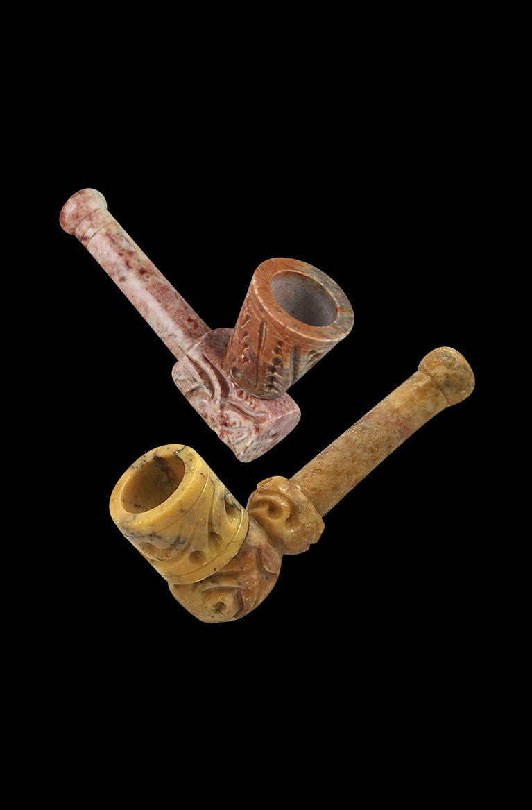 Exquisite Chimney Carved Stone Pipe Set - 6 Pack