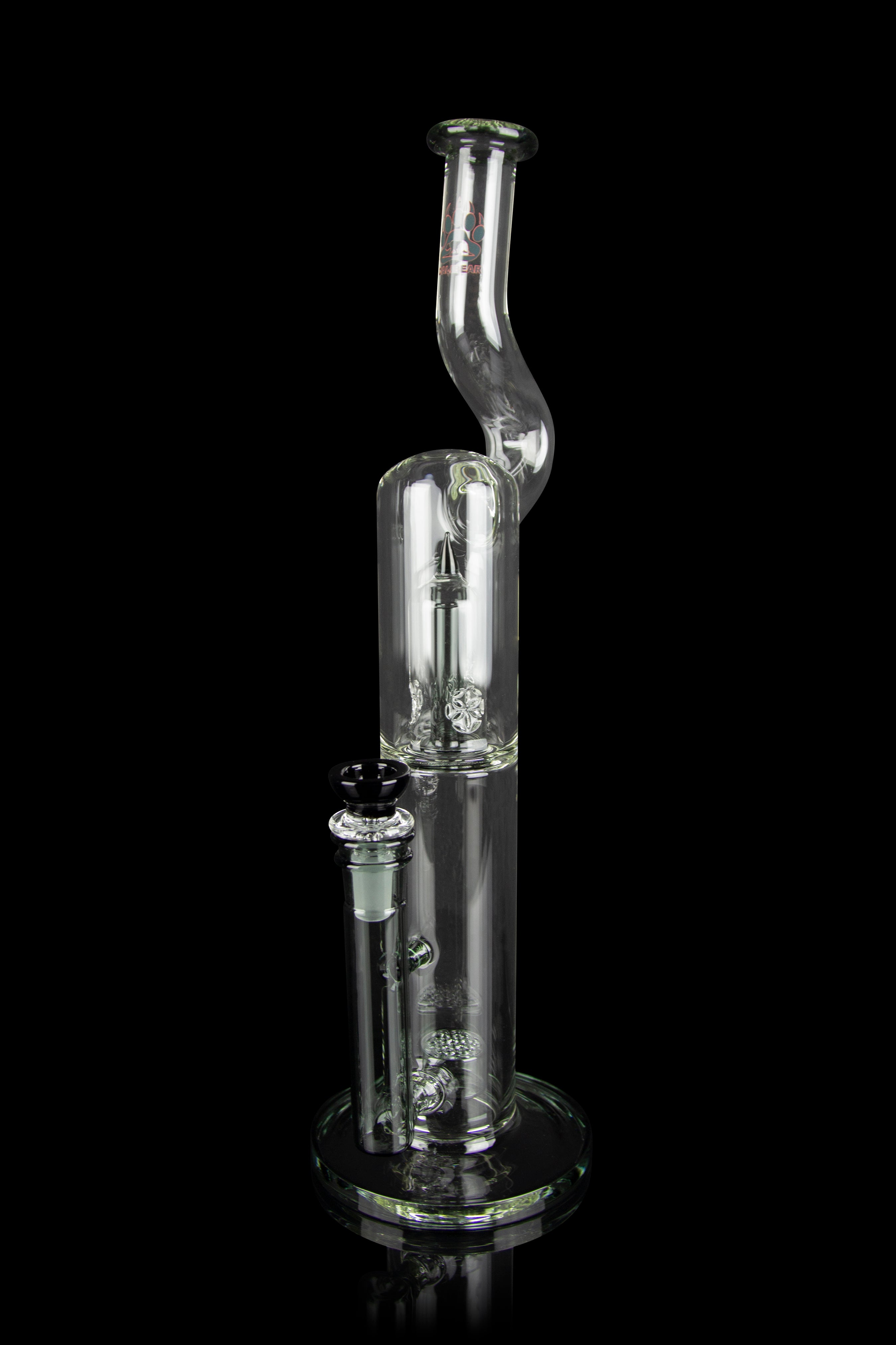 Calibear Pagoda Perc Showerhead Bong with Splashguard Bent Neck - Elevate Your Smoking Experience!