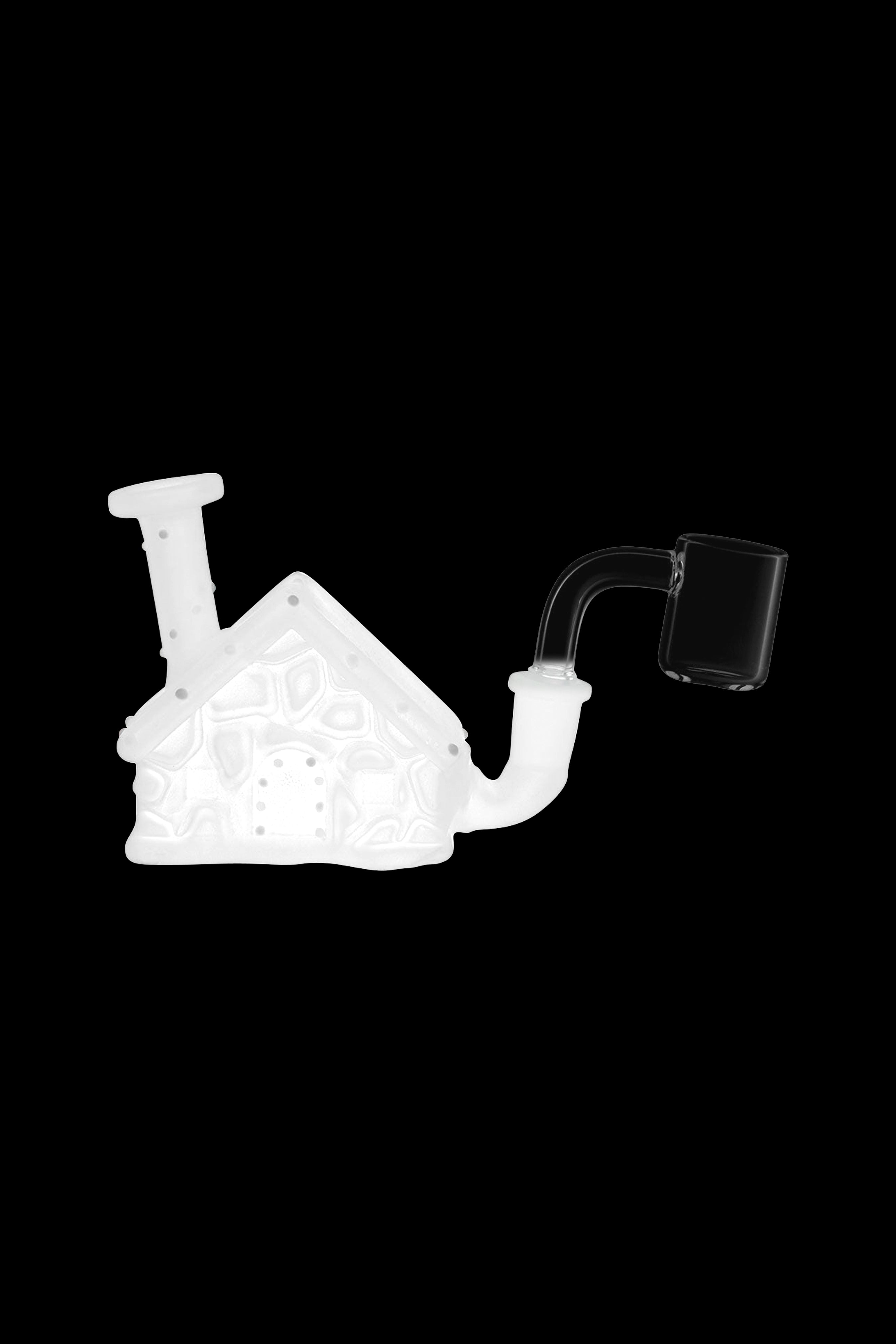Mini Frosted Christmas House Dab Rig with Glow-in-the-Dark Lights
