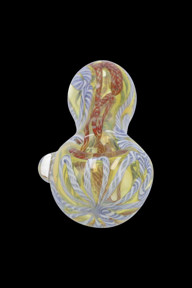 Vibrant Multi - Colored Canes Glass Spoon Pipe
