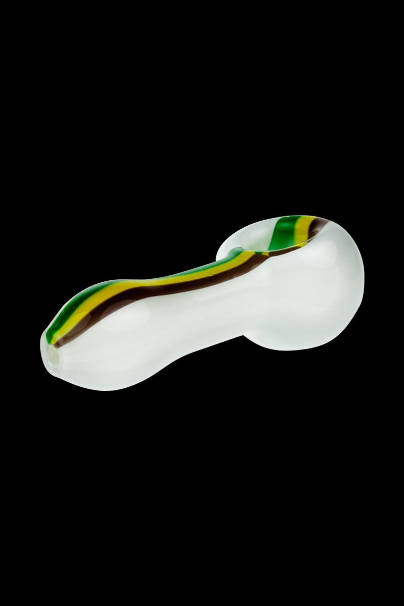 G-Spot White Rasta Glass Spoon Pipe - A Stylish Smoking Companion