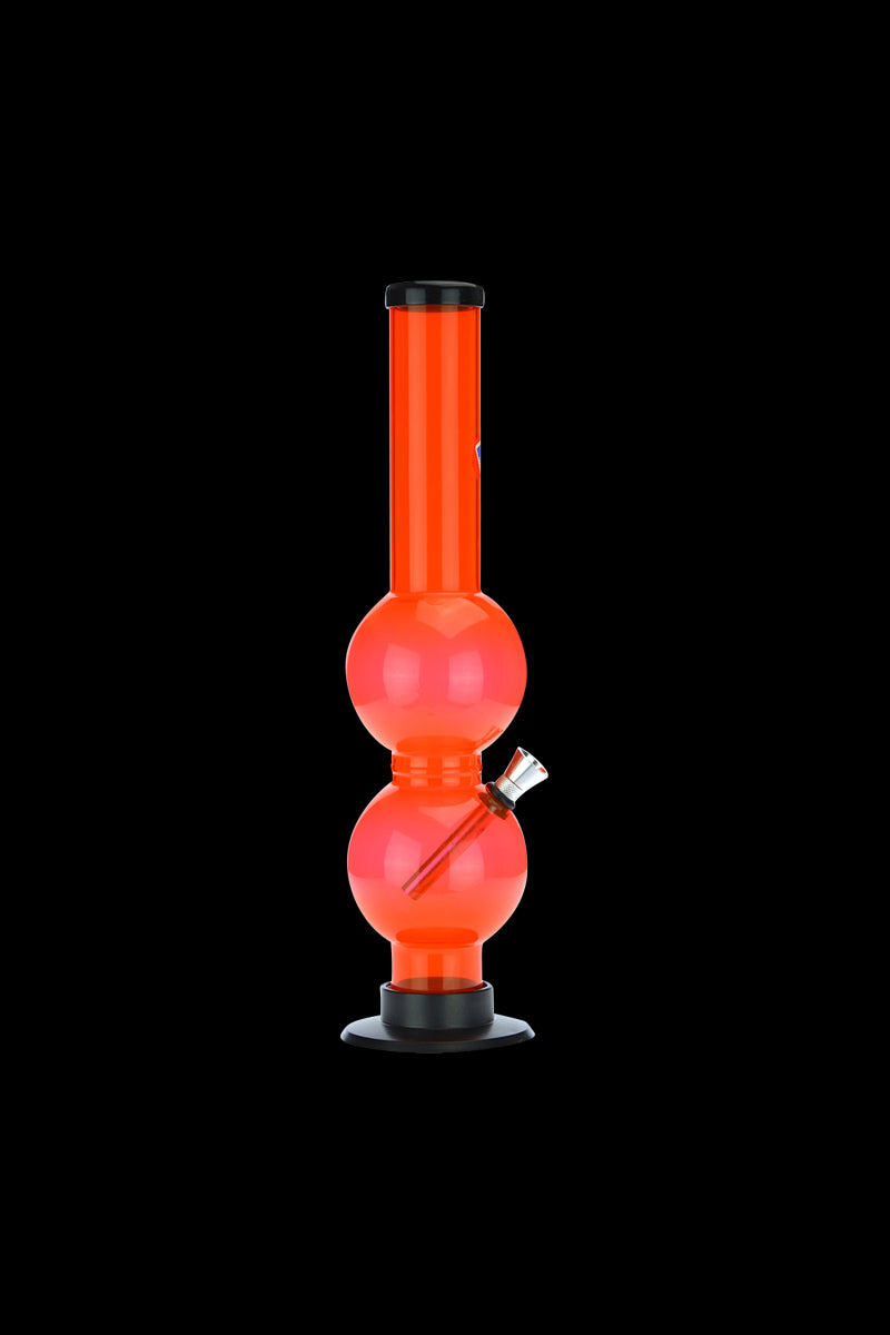 Vibrant Orange Acrylic Double Bubble Bong - Ideal for All Smokers
