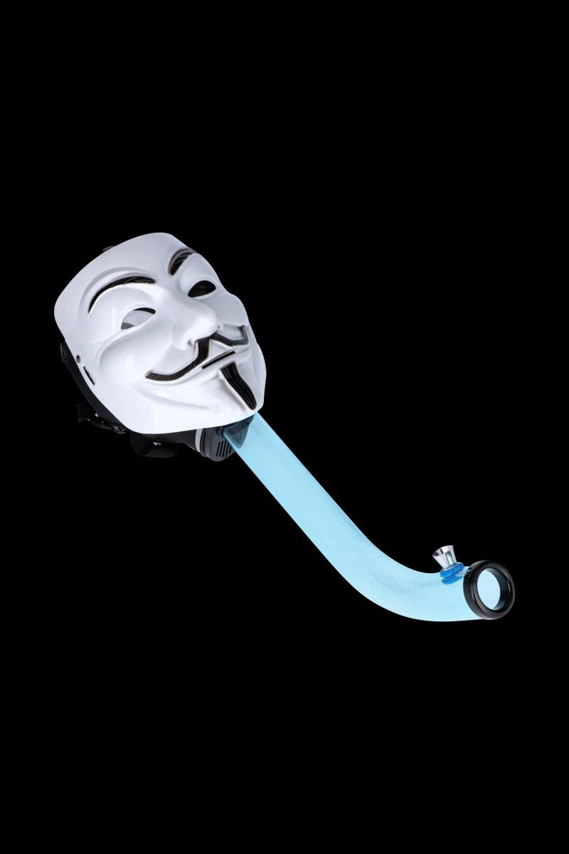 Anonymous White Gas Mask Bong with Bent Acrylic Tube