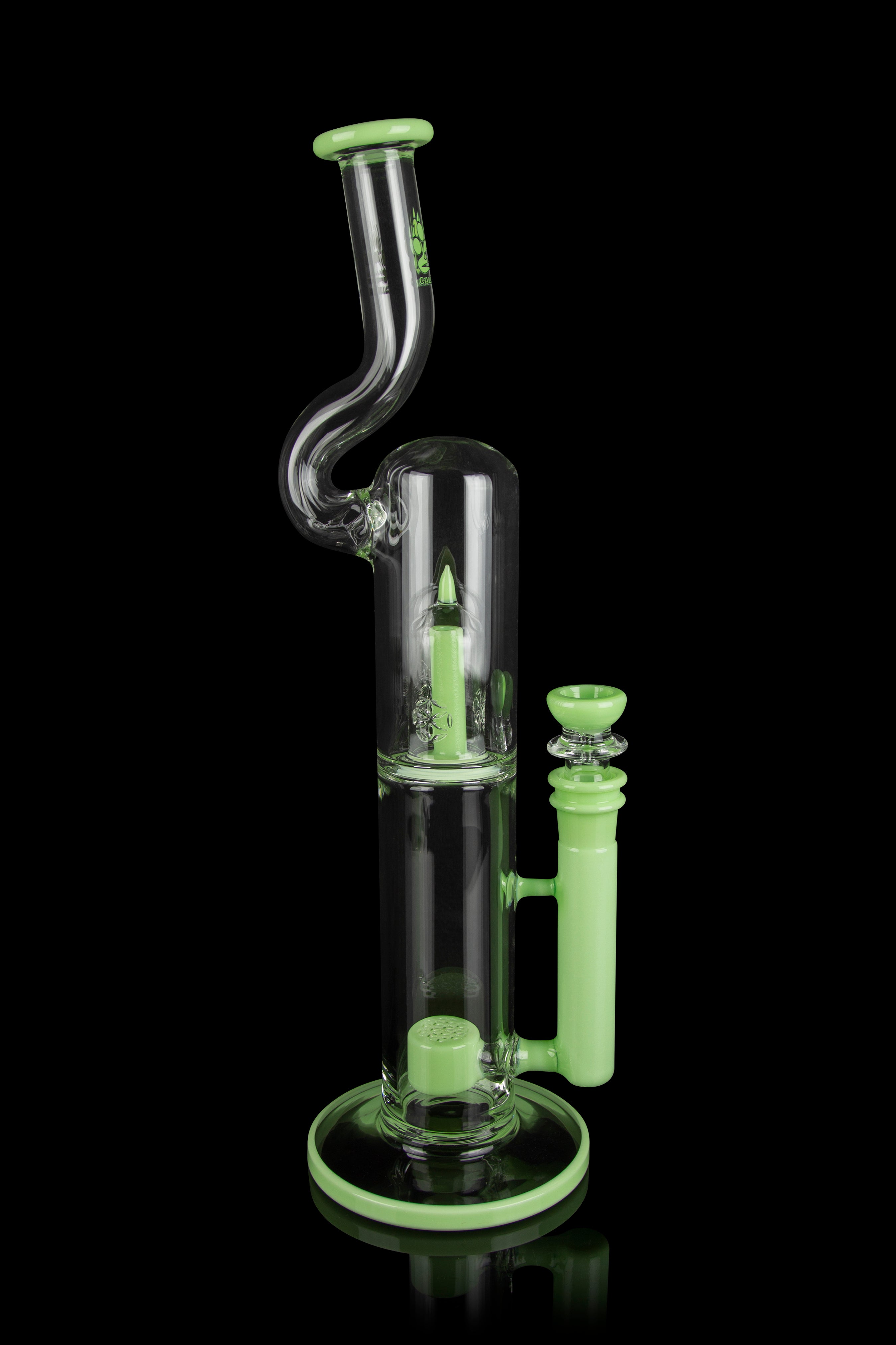Calibear Pagoda Perc Showerhead Bong with Splashguard Bent Neck - Elevate Your Smoking Experience!