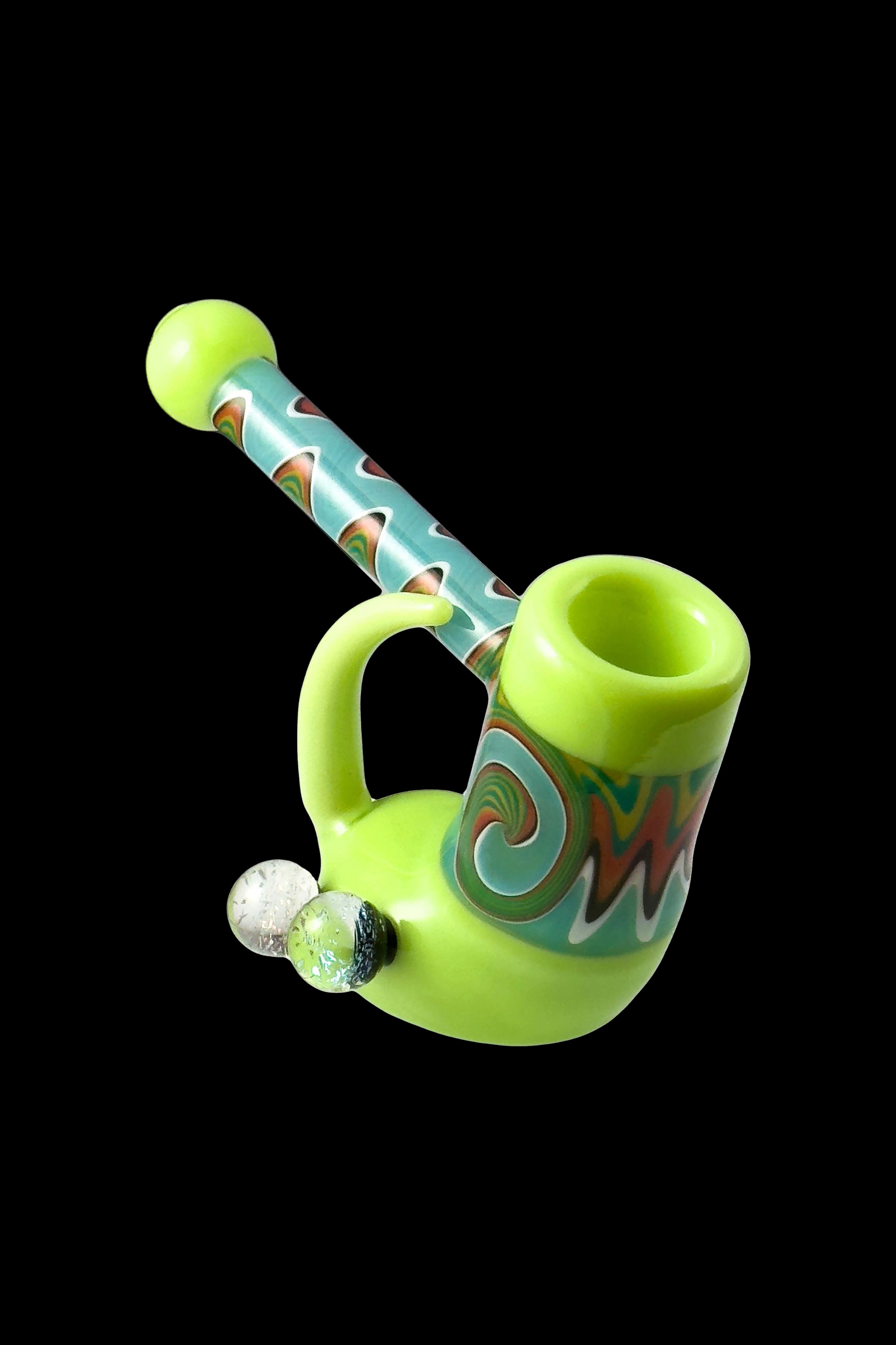 Crush Fang Bubbler Pipe with Dual Galaxy Marbles - A Stunning Smoking Artifact