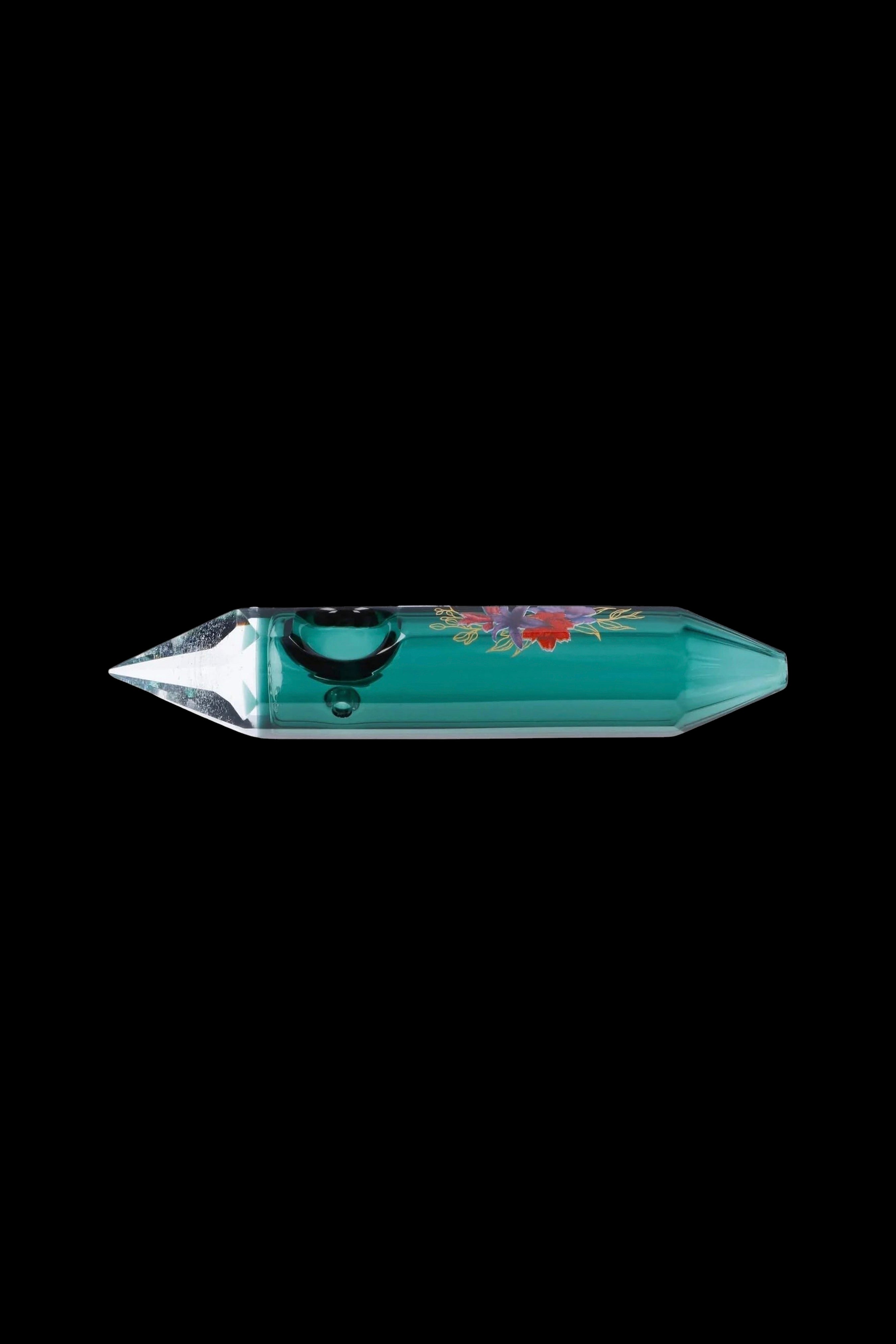 Exquisite Floral Lush Teal Crystal Hand Pipe: A Must-Have!