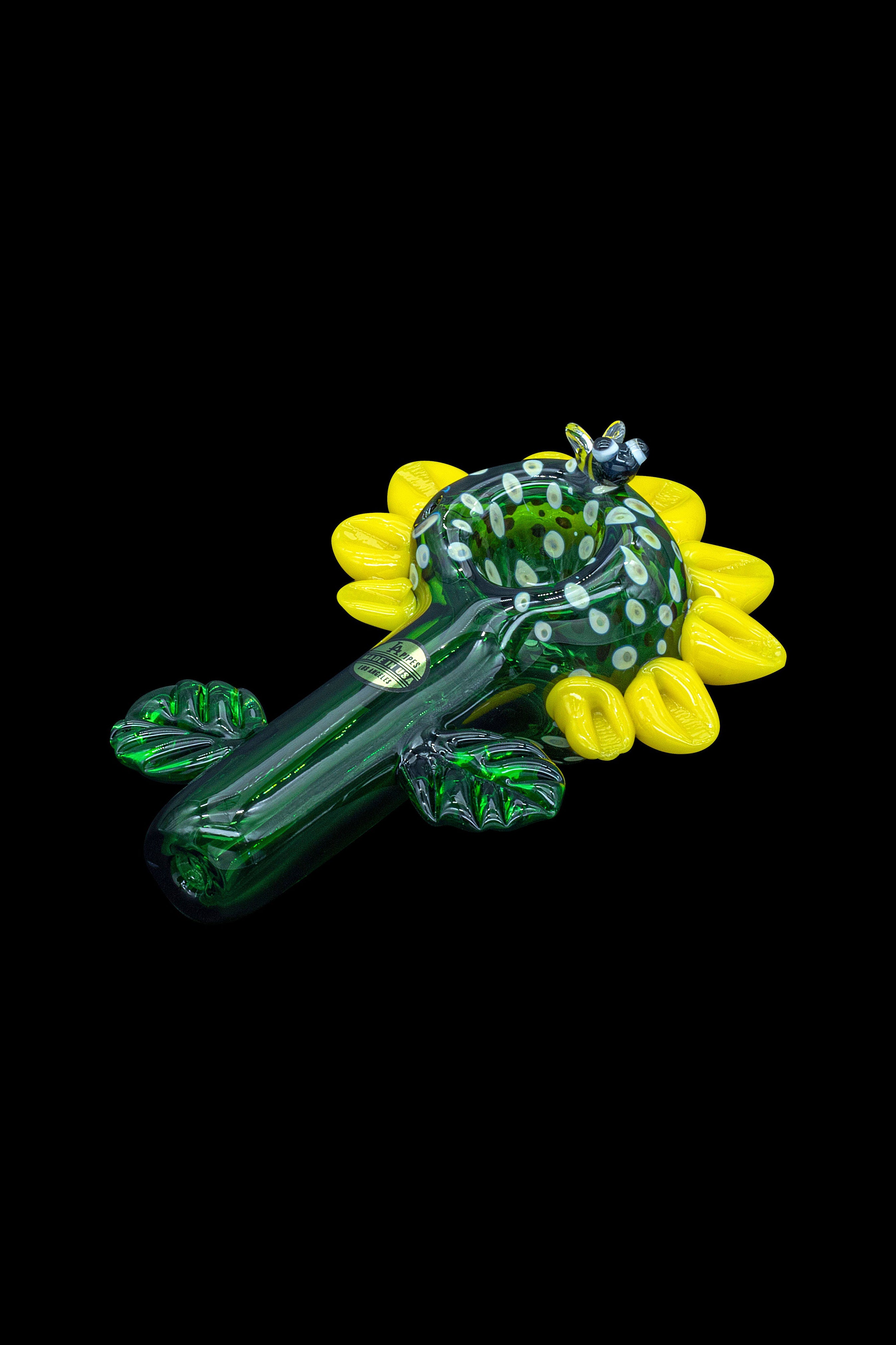 LA Pipes Sunny Sunflowers Glass Smoking Pipe