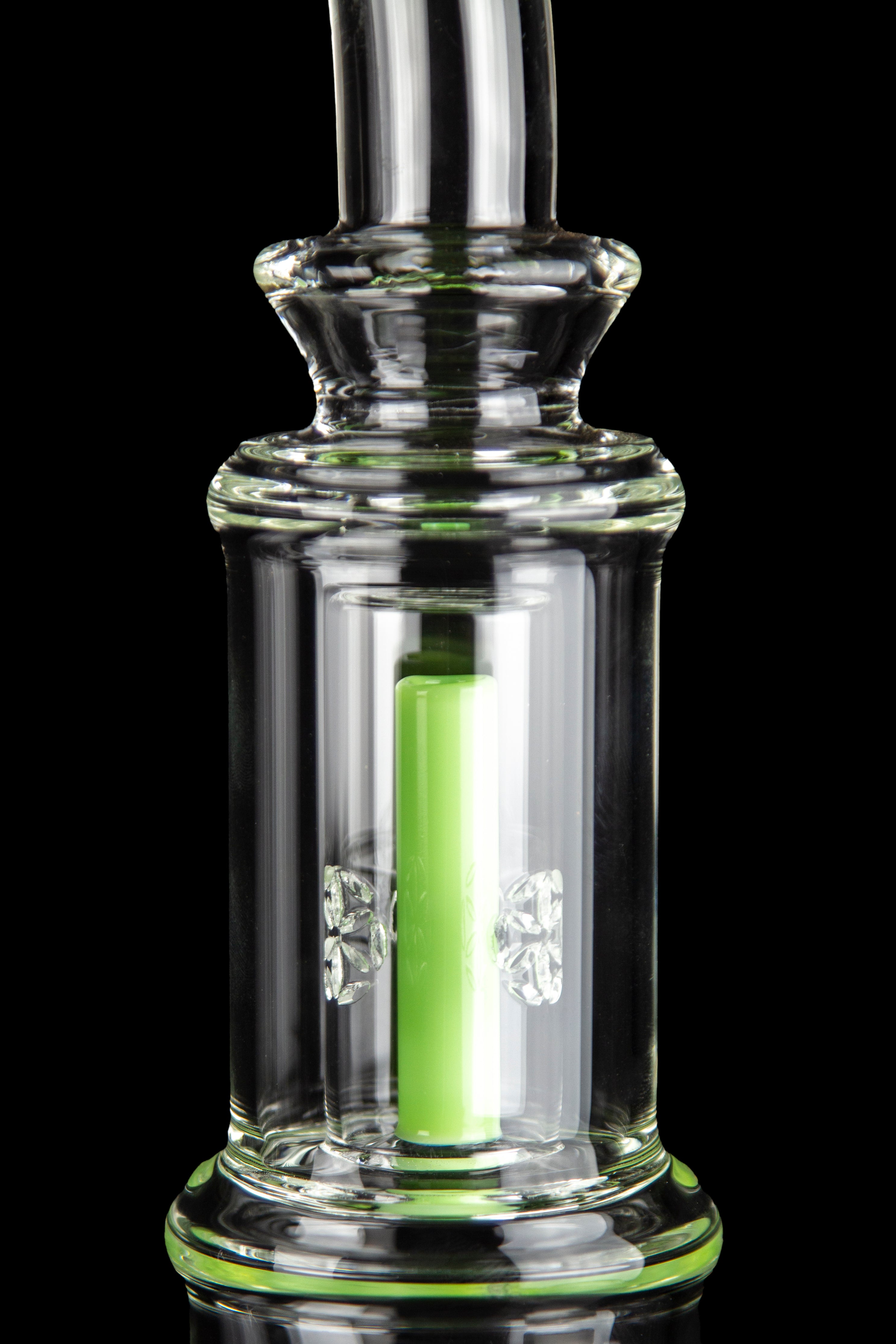 Calibear Susan: The Stylish Bent Neck Dual Perc Stemless Water Pipe with Colorful Accents