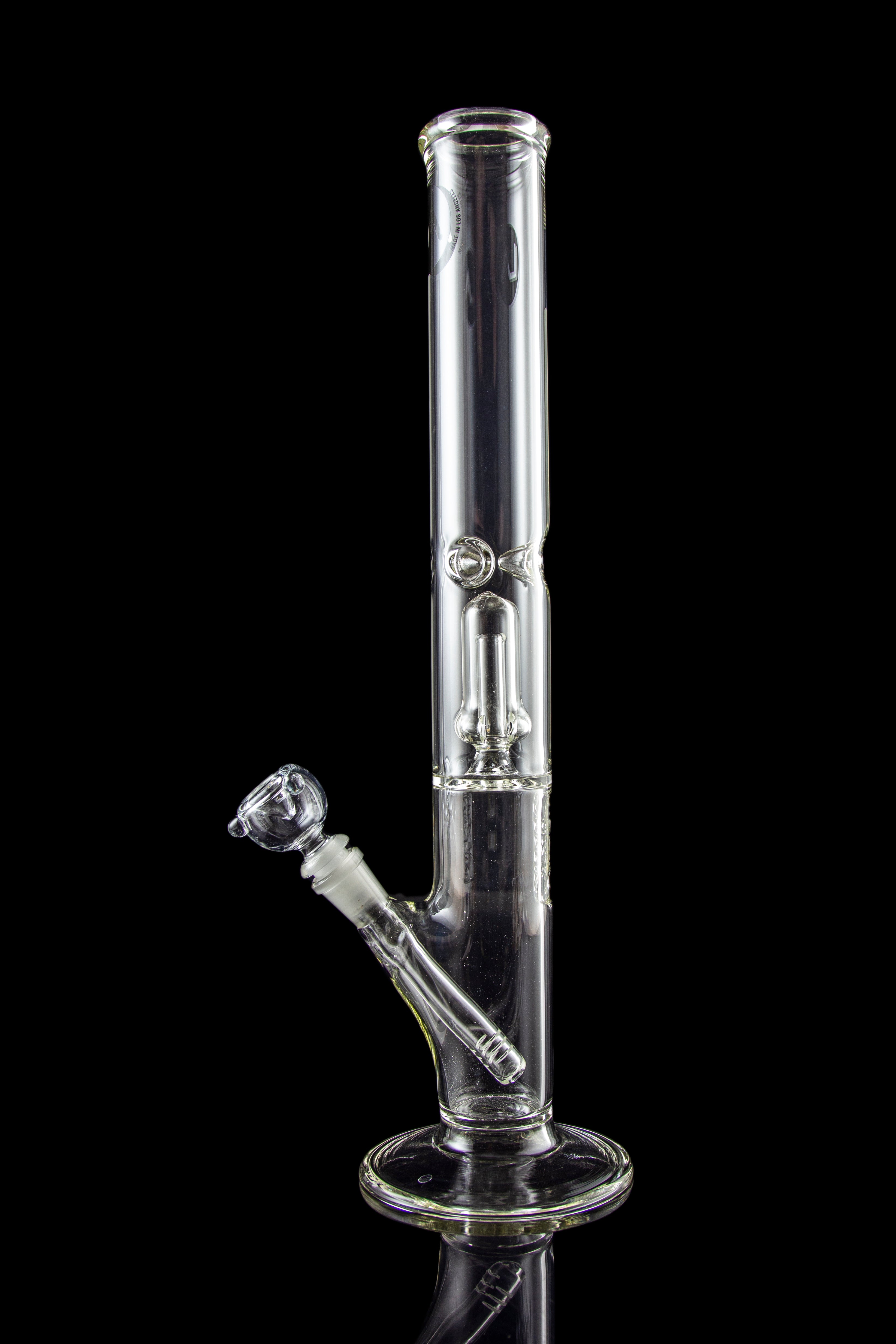 LA Pipes Thick Glass Straight Tube Bong with Showerhead Perc - Multiple Perc Options!