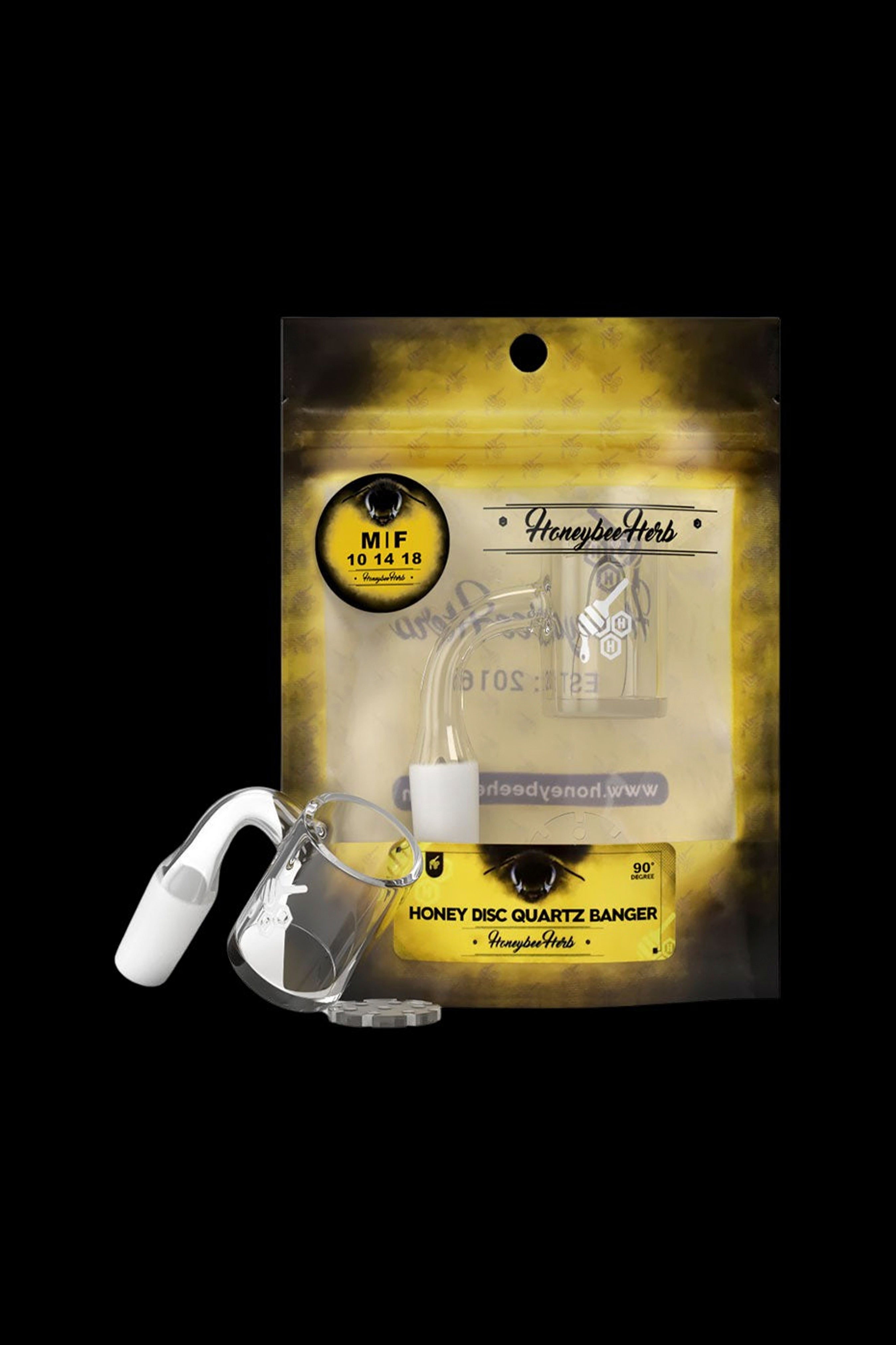 Honeybee Herb's Stunning Yellow Line Honey Disc Quartz Banger
