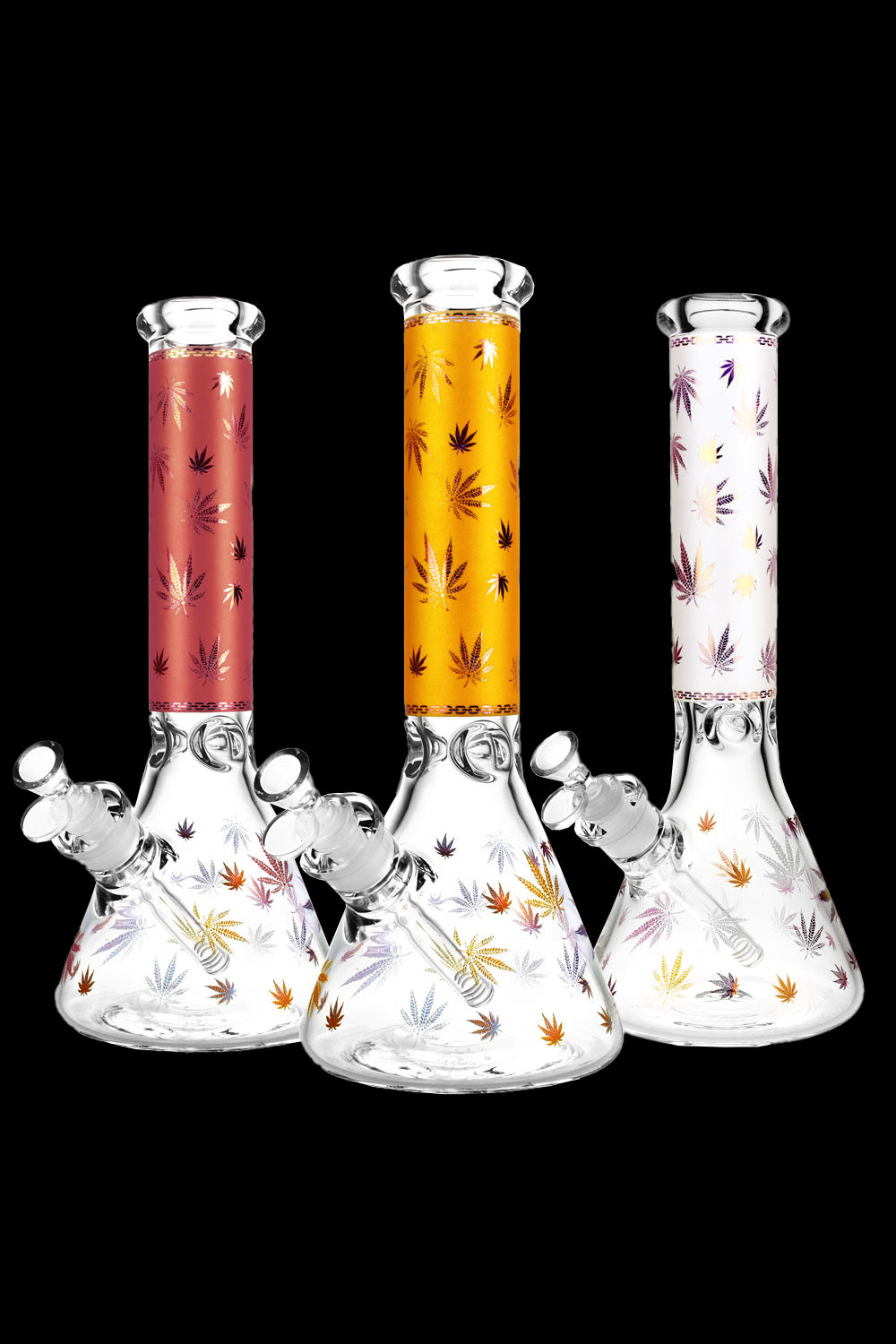 Eye-Catching Foil Canna - Leaf Print Beaker Bong