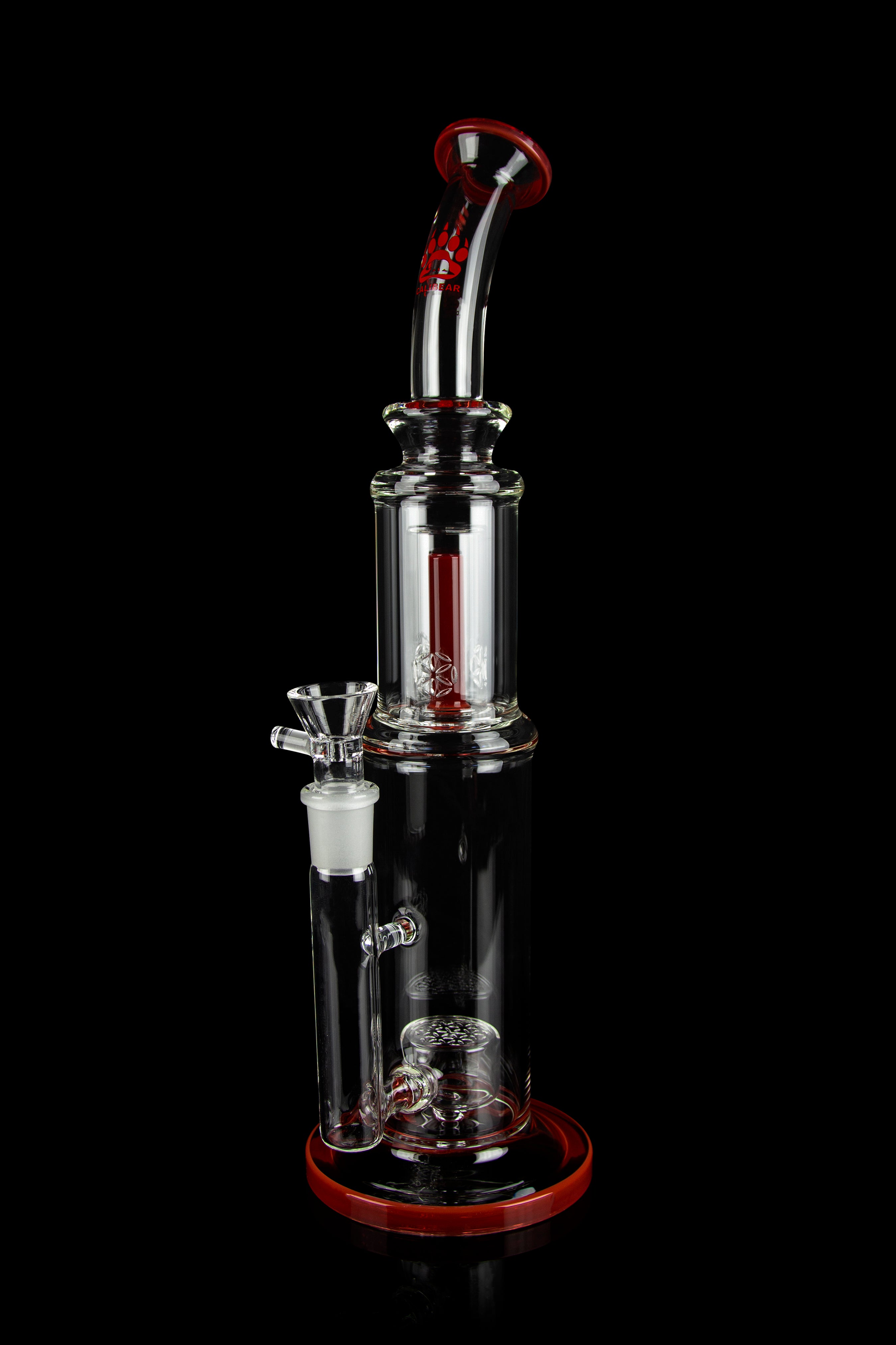 Calibear Susan: The Stylish Bent Neck Dual Perc Stemless Water Pipe with Colorful Accents