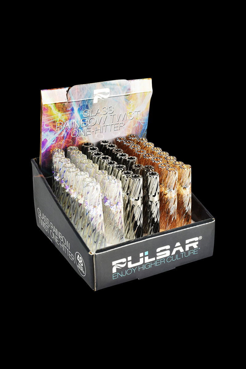 Pulsar Rainbow Twist Glass One Hitter - 48 Pack: A Must - Have for Smokers!