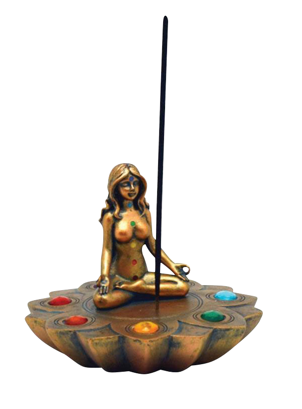Enchanting Bronze Chakra Stones Incense Burner