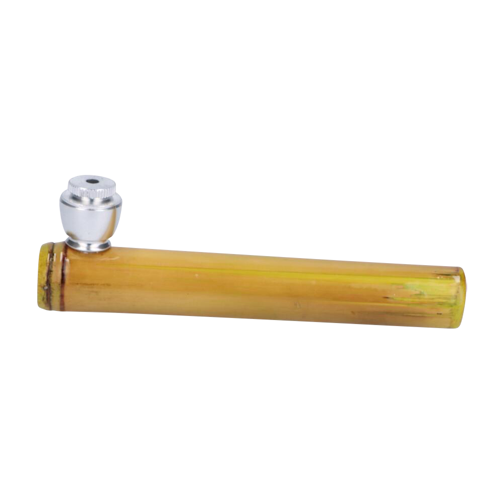 Elegant Bamboo Steamroller Pipe with Capped Herb Bowl