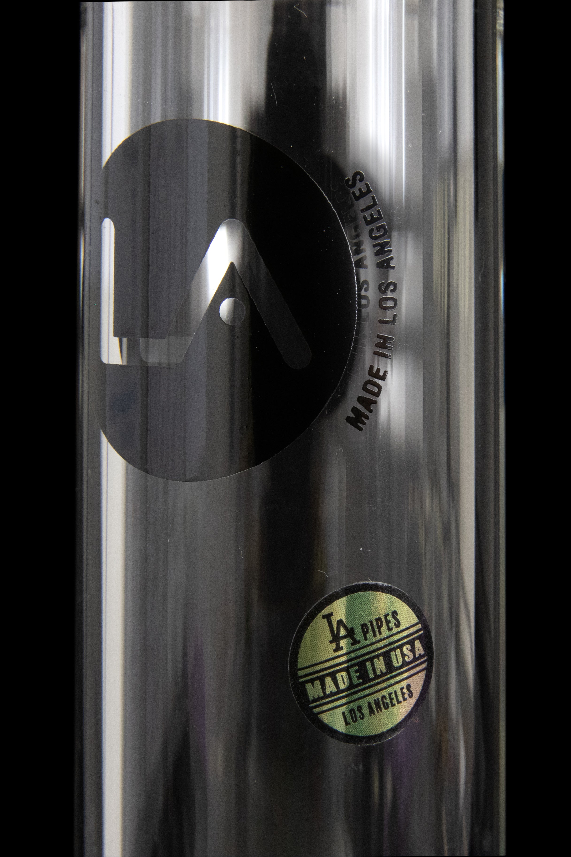 LA Pipes Thick Glass Straight Tube Bong with Showerhead Perc - Multiple Perc Options!