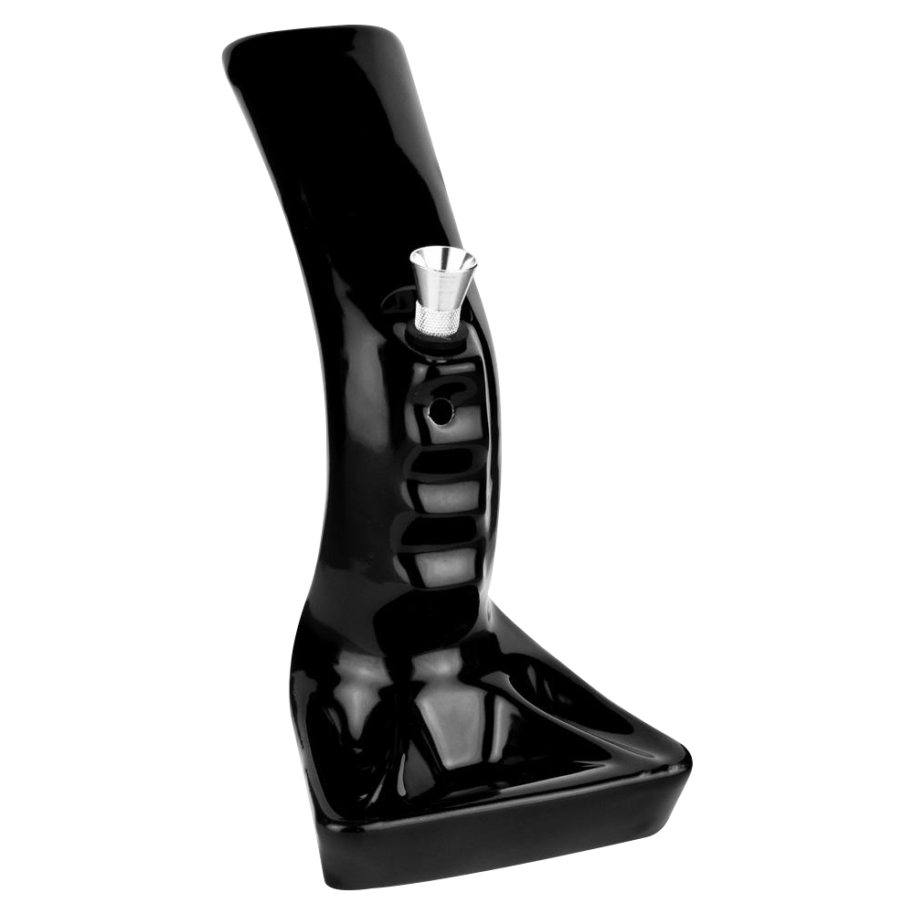 Cool Pistol Grip Ceramic Water Pipe with Handy Ashtray Base