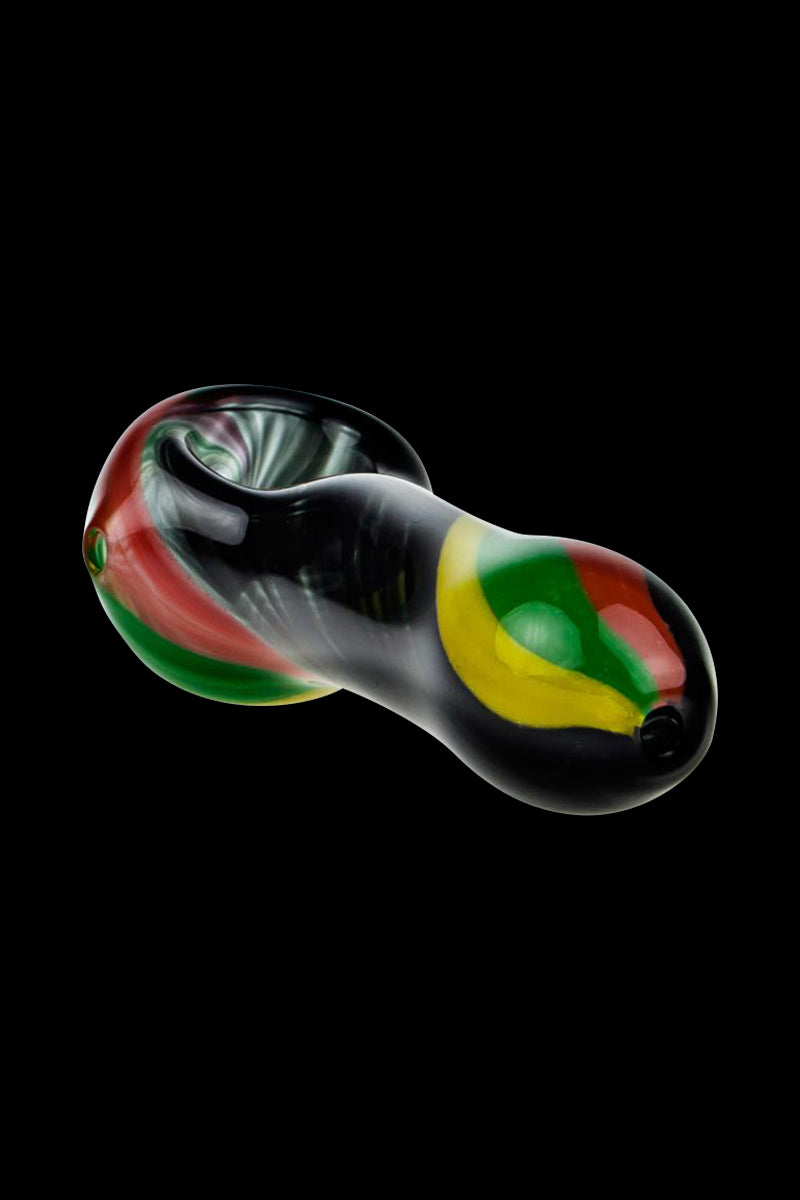 G-Spot Black Rasta Stripes Glass Spoon Pipe - Premium Smoking Delight