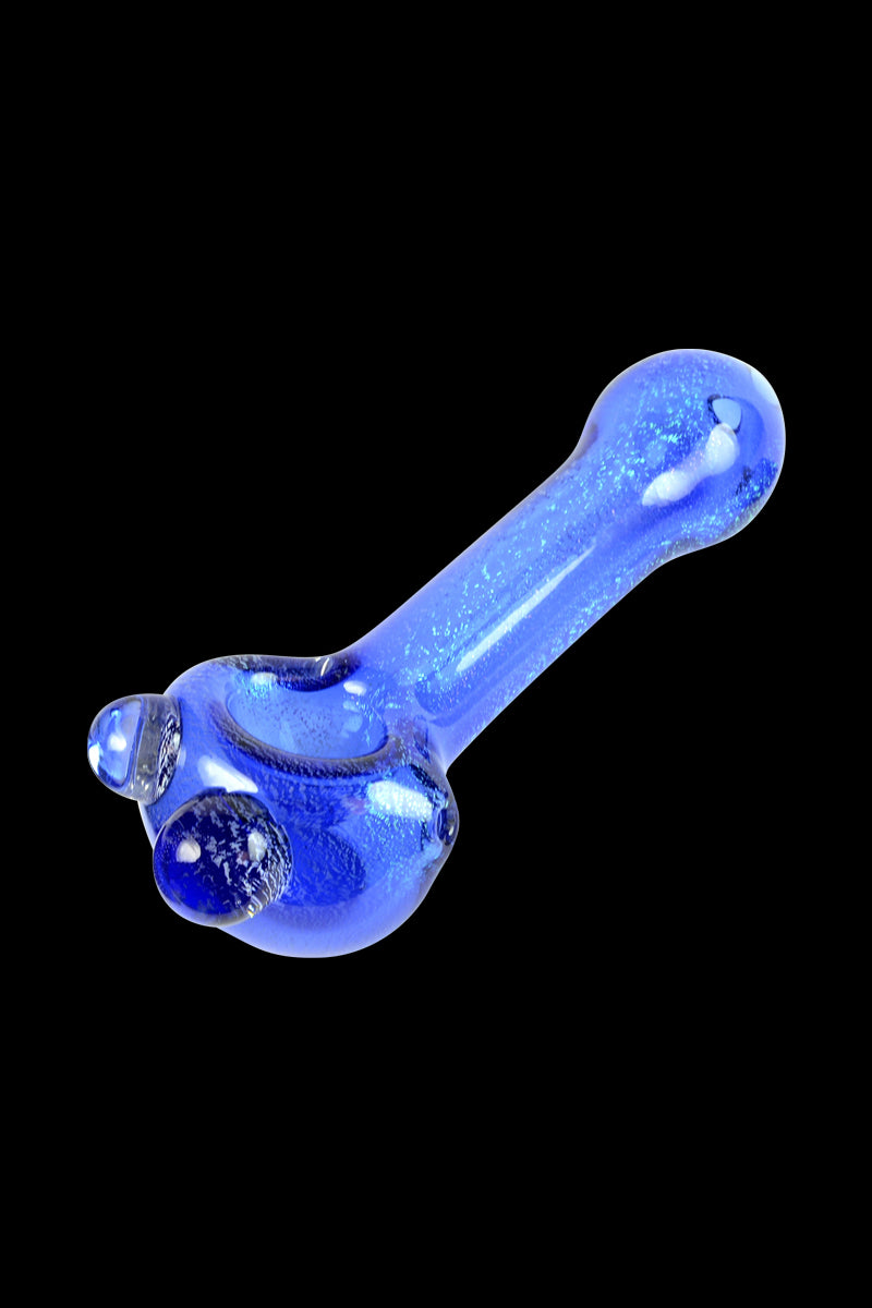 Glassheads Blue Dichro Spoon Pipe with Clear Marbles - A Stunning Smoking Essential