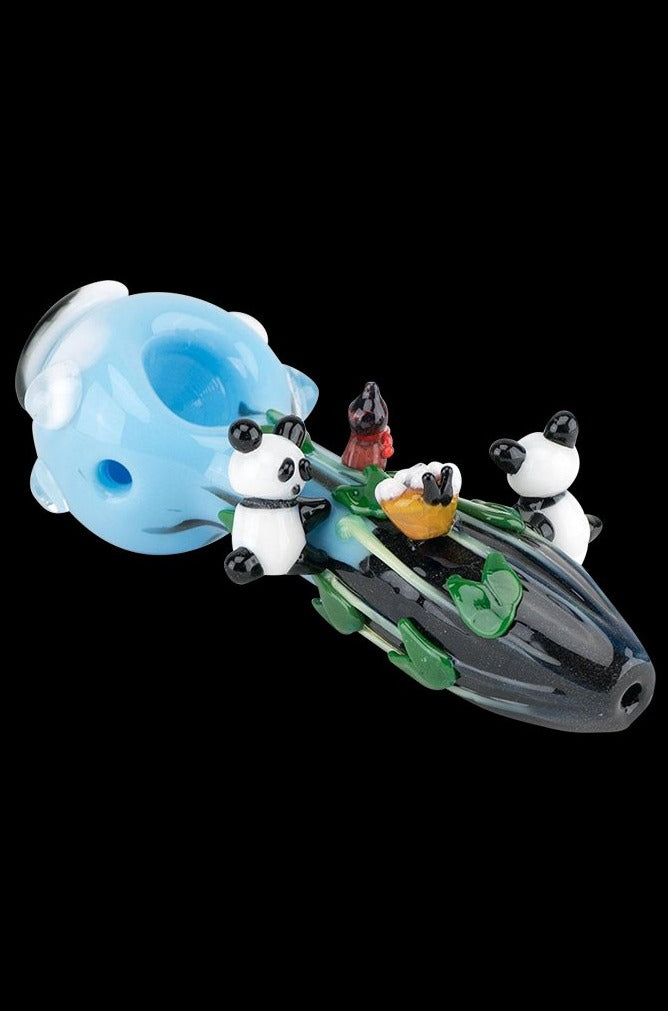 Empire Glassworks Climbing Pandas Spoon Pipe - An Irresistible Glass Art