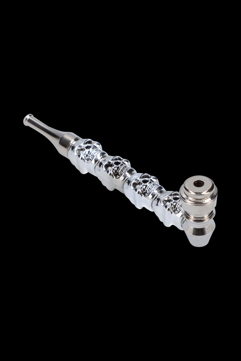 Cool Metal Hand Pipe with Stunning Skull Stem