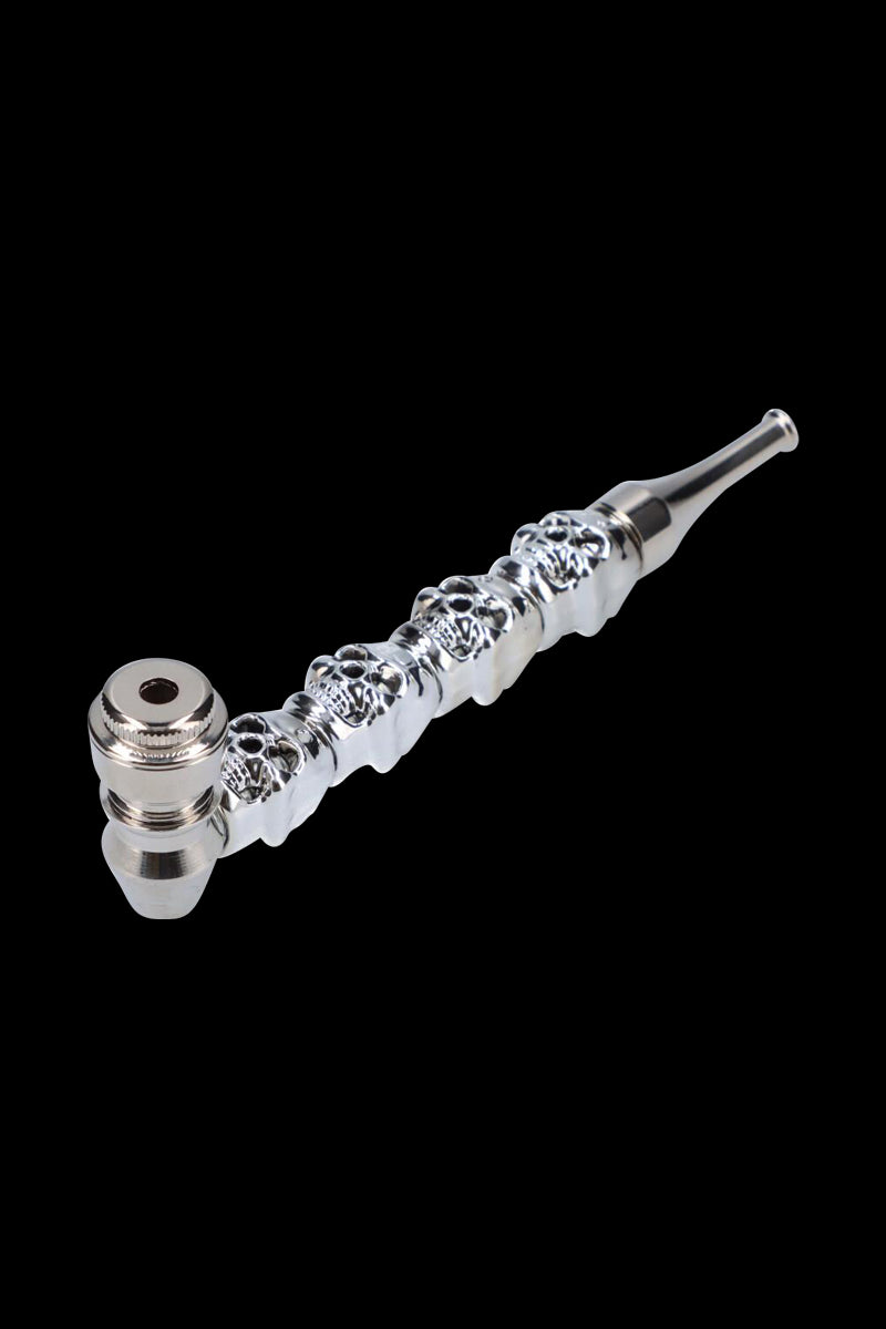 Cool Metal Hand Pipe with Stunning Skull Stem