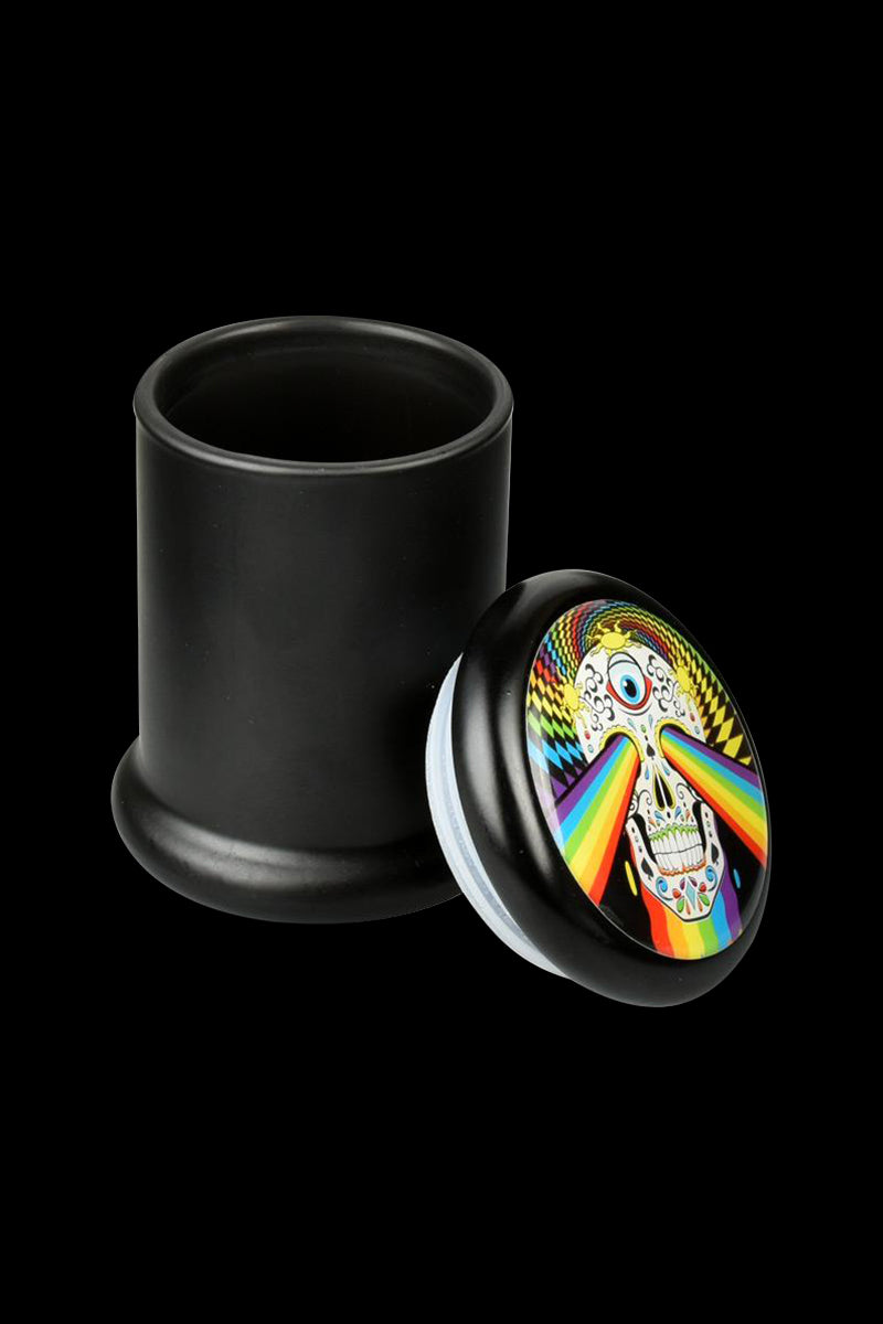 Bulk 6-Pack Black Glass Psychedelic Design Stash Jars - Secure Your Herbs Now!