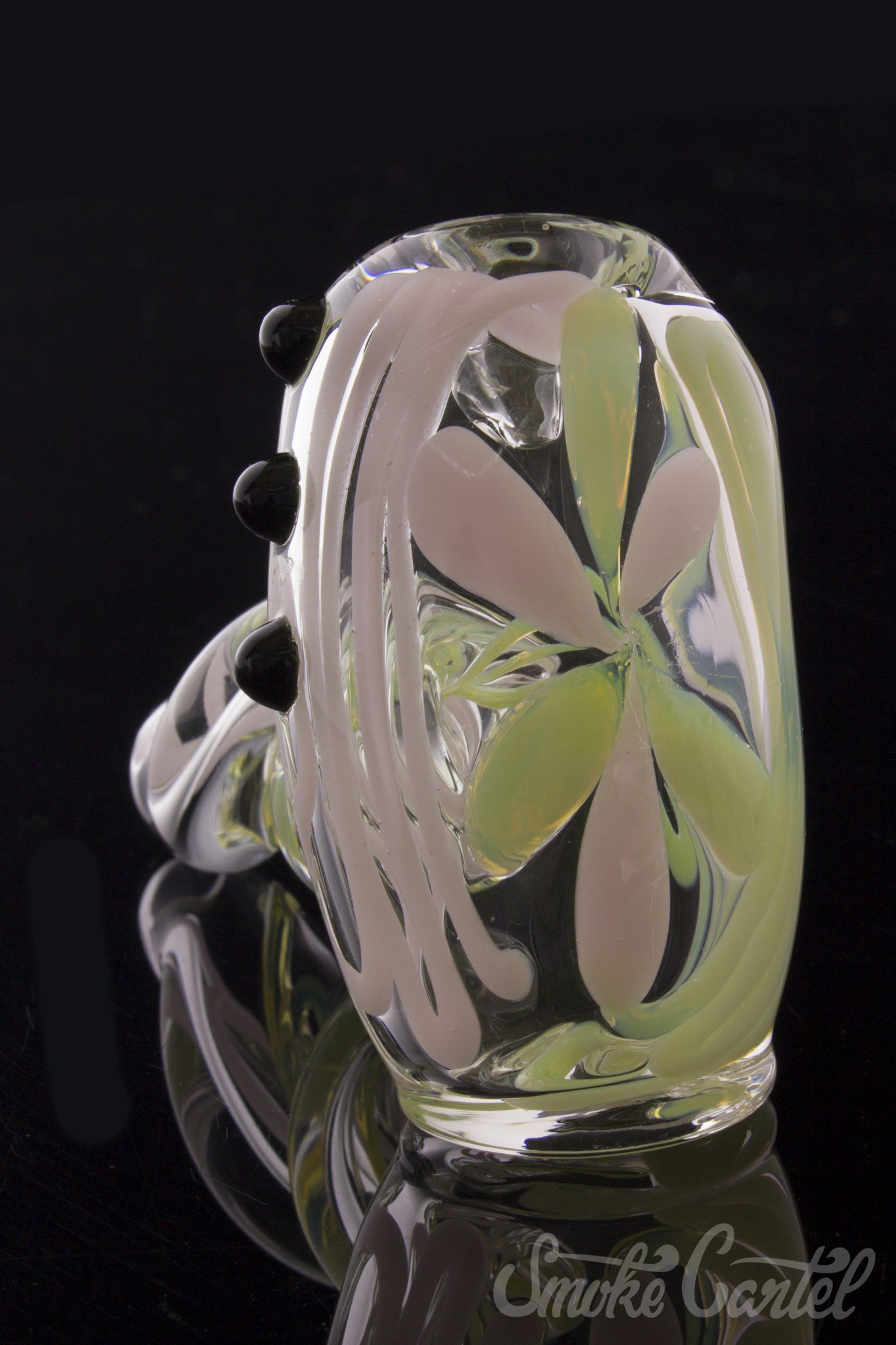 Stunning Green Slyme & Bubble Gum Inside-Out Pipe with Black Marbles