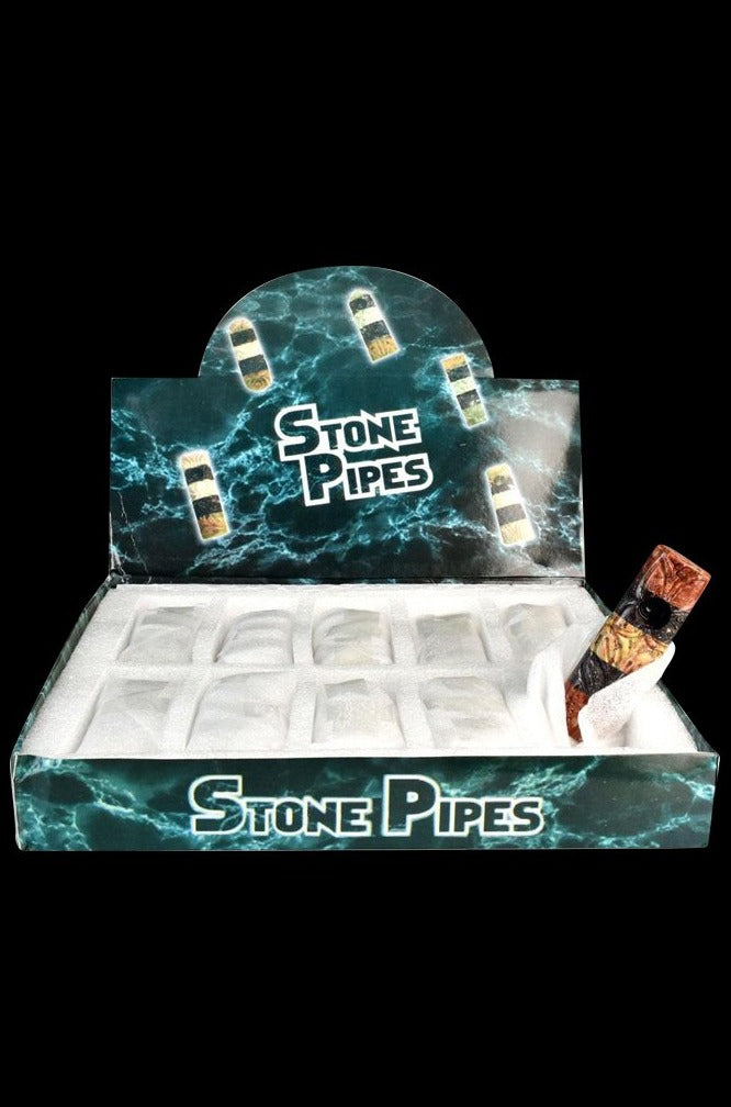 Exquisite Multicolor Carved Stone Pipes - 10-Pack Bundle