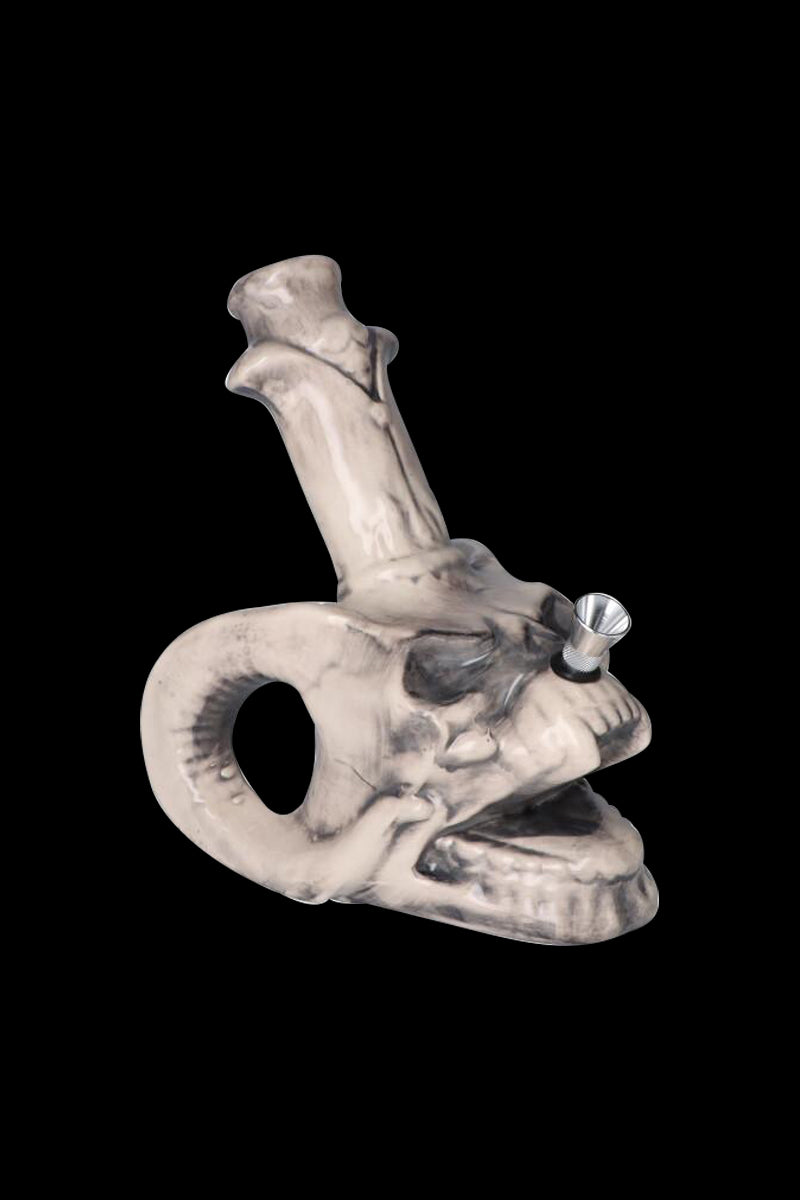 Stunning Horned Skull & Candle Ceramic Bong