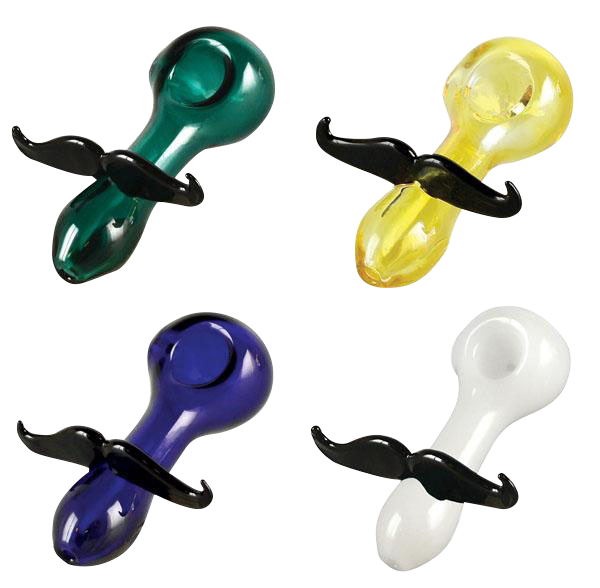 Funky Mustache Glass Spoon Pipe - A Hilarious Smoking Companion