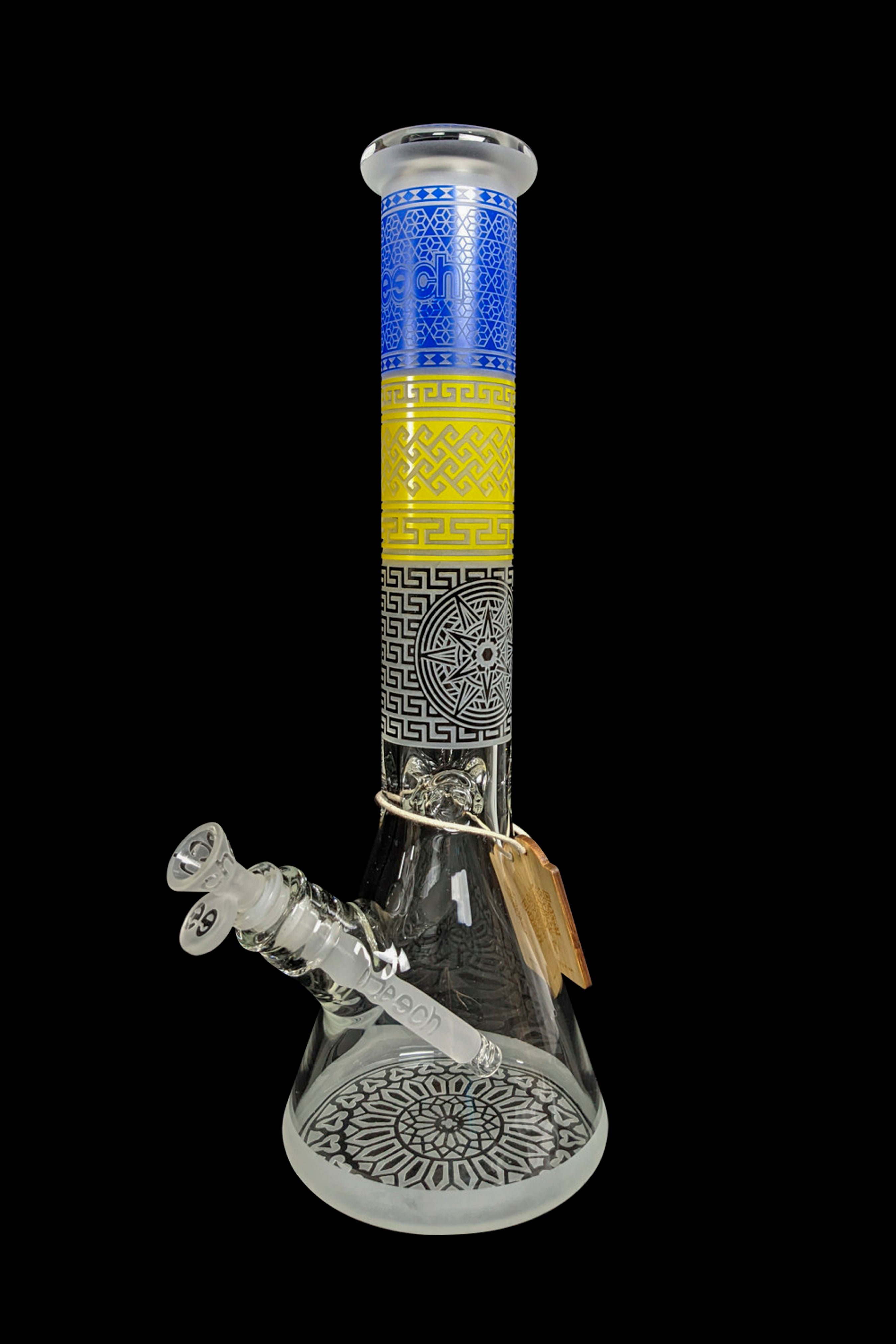 Cheech Glass Stunning Etched Tri - Color Water Pipe
