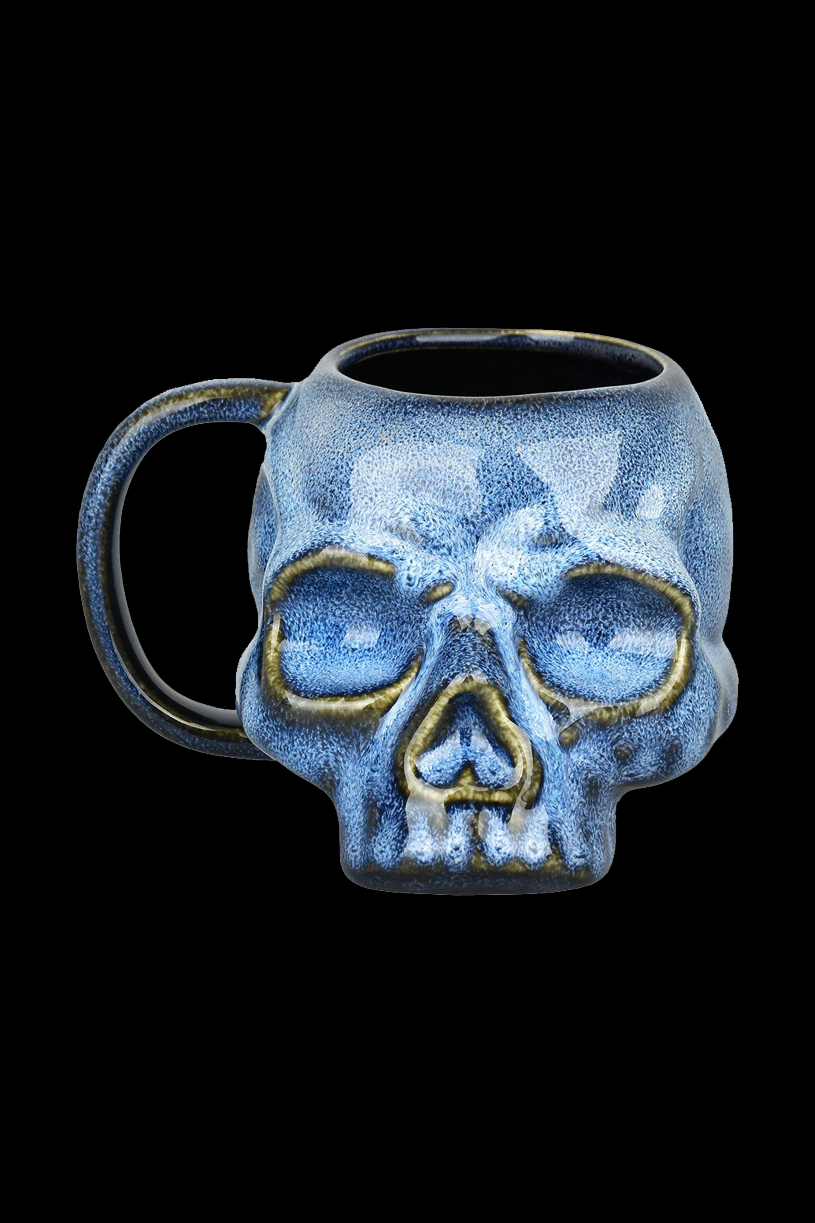 Rebel Blue Glazed Skull Ceramic Coffee Mug