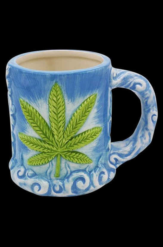 Gorgeous Large Hemp Leaf Ceramic Coffee Mug