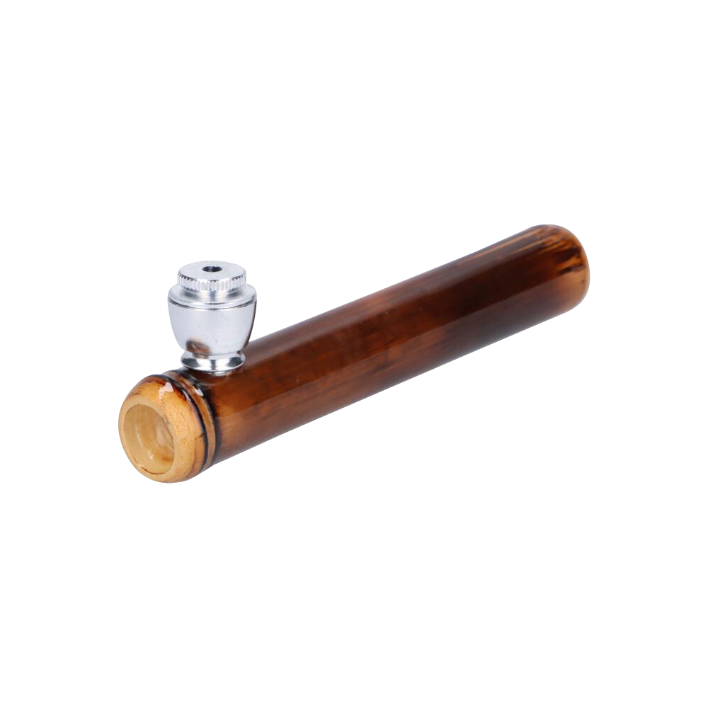 Elegant Bamboo Steamroller Pipe with Capped Herb Bowl