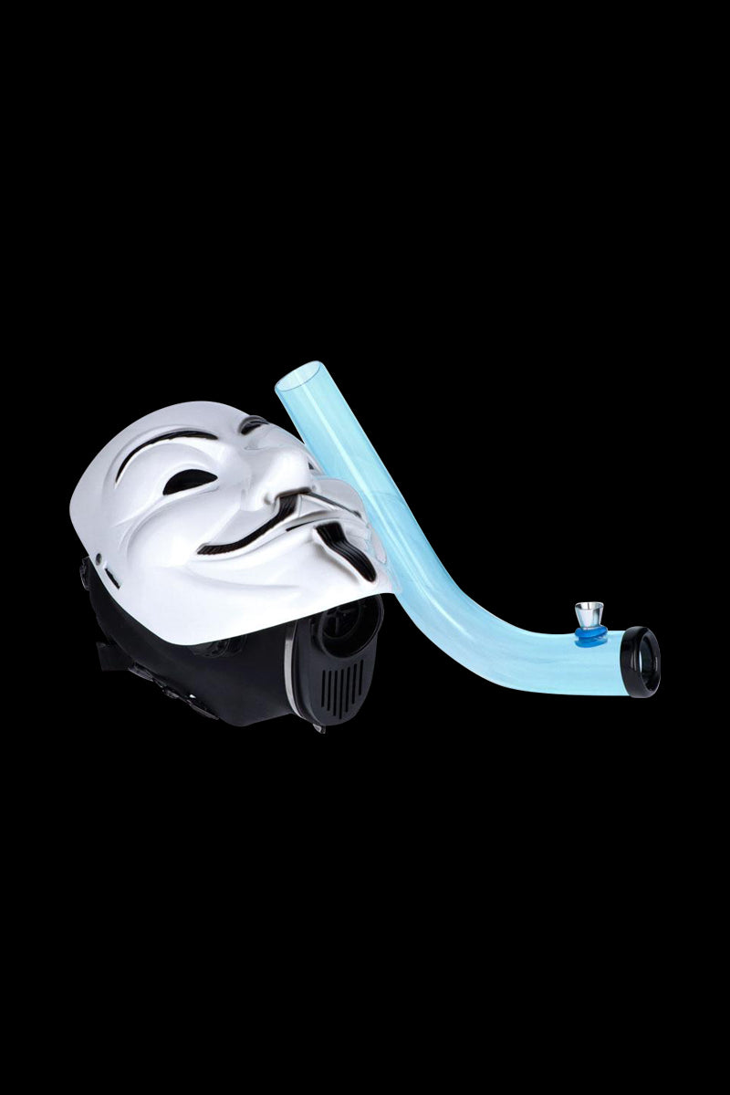 Anonymous White Gas Mask Bong with Bent Acrylic Tube