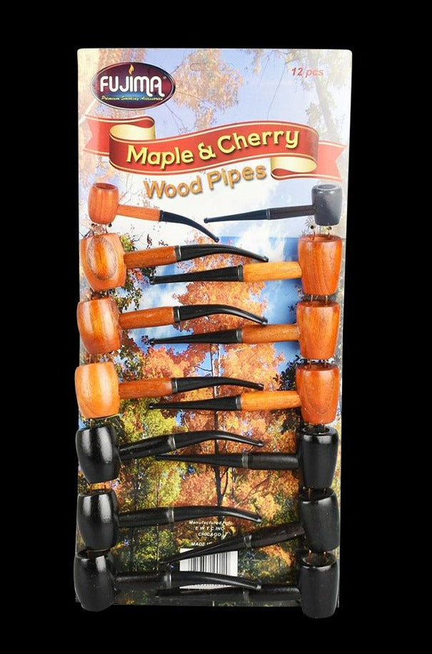 Exquisite Cherry & Maple Wood Pipe Set - 12 Pack