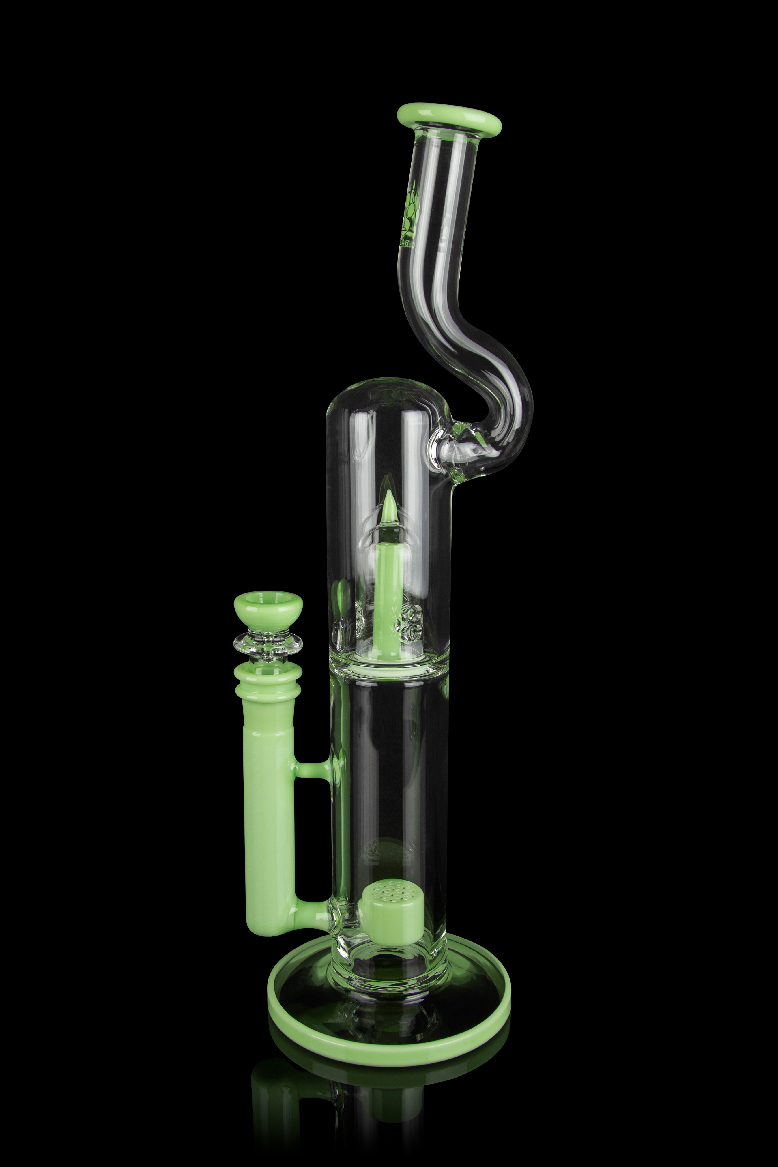Calibear Pagoda Perc Showerhead Bong with Splashguard Bent Neck - Elevate Your Smoking Experience!