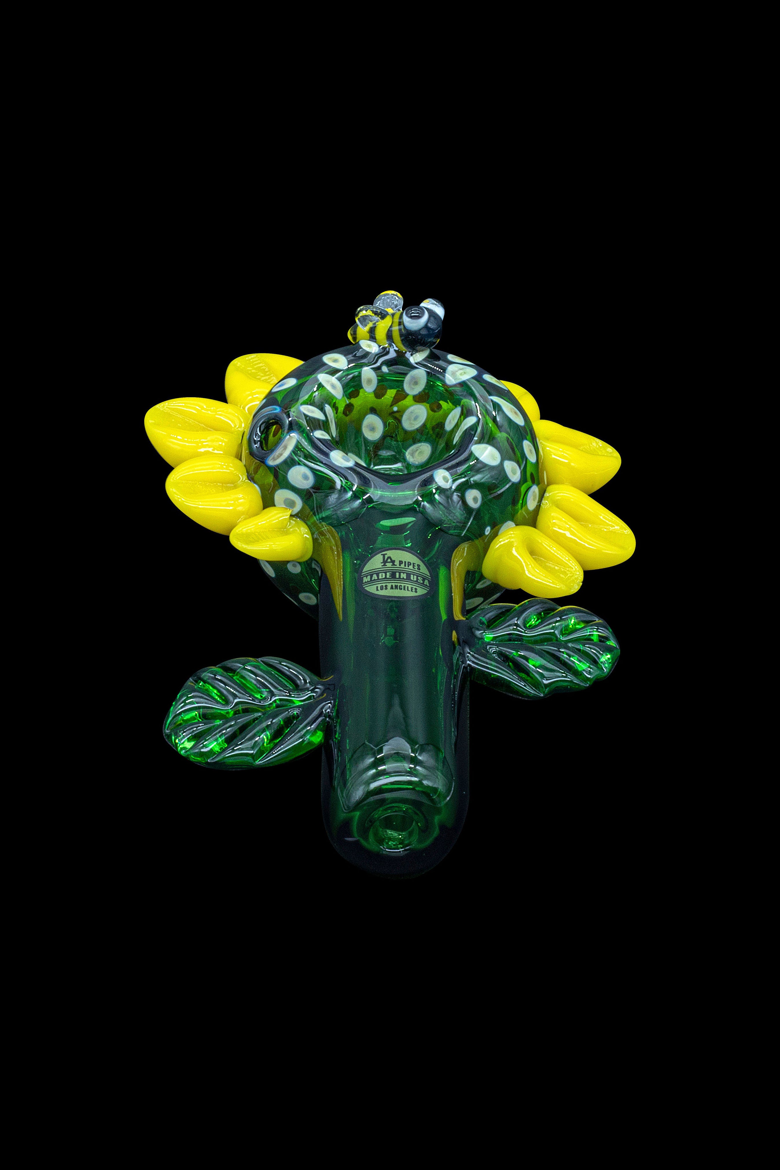 LA Pipes Sunny Sunflowers Glass Smoking Pipe