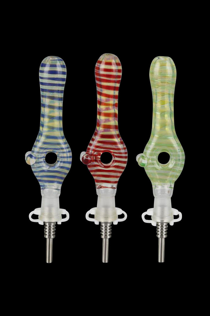 Awesome 10mm Glass Donut Dab Straw with Titanium Tip