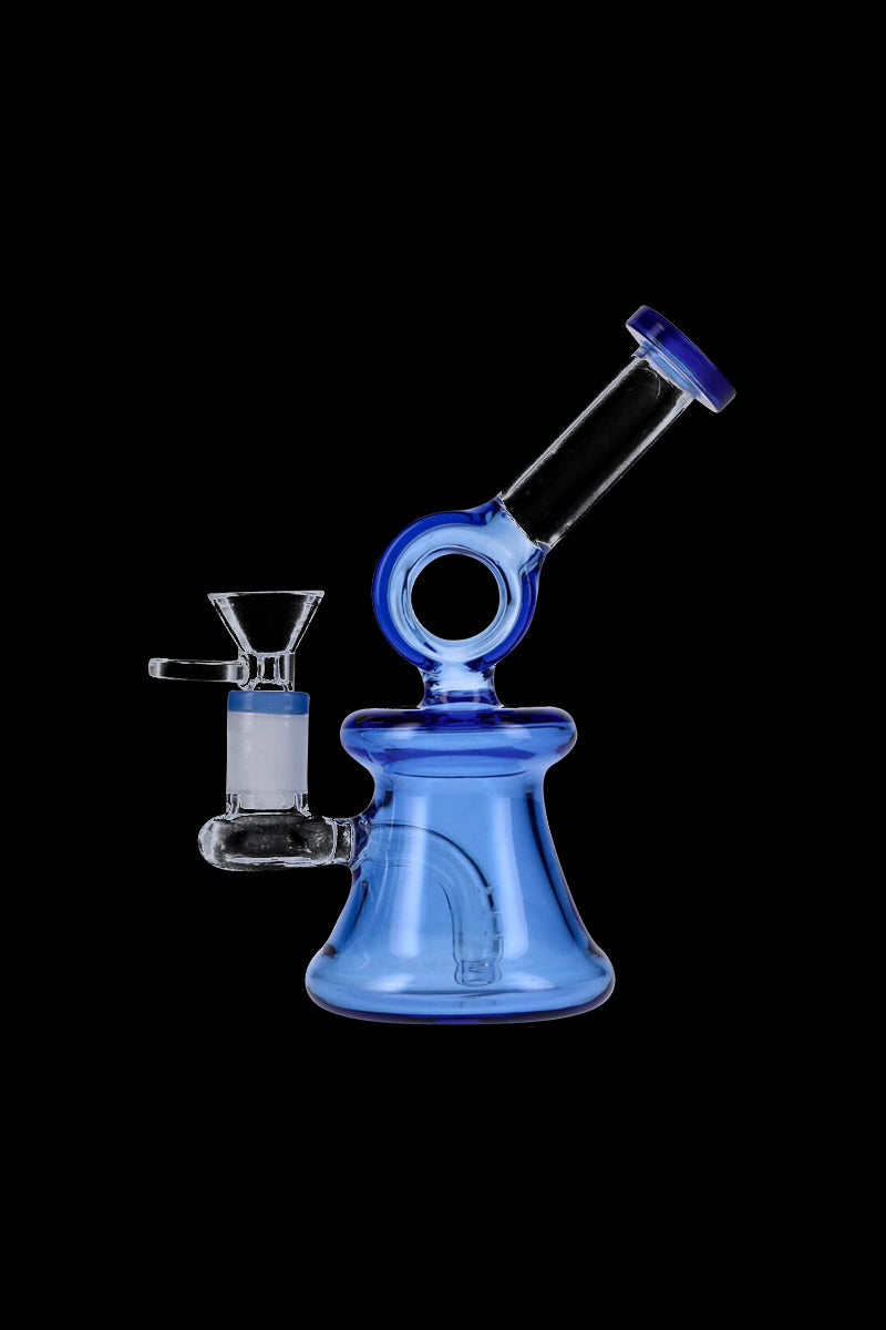 Stunning Glass Bubbler with Bell Base and Hoop Neck Design